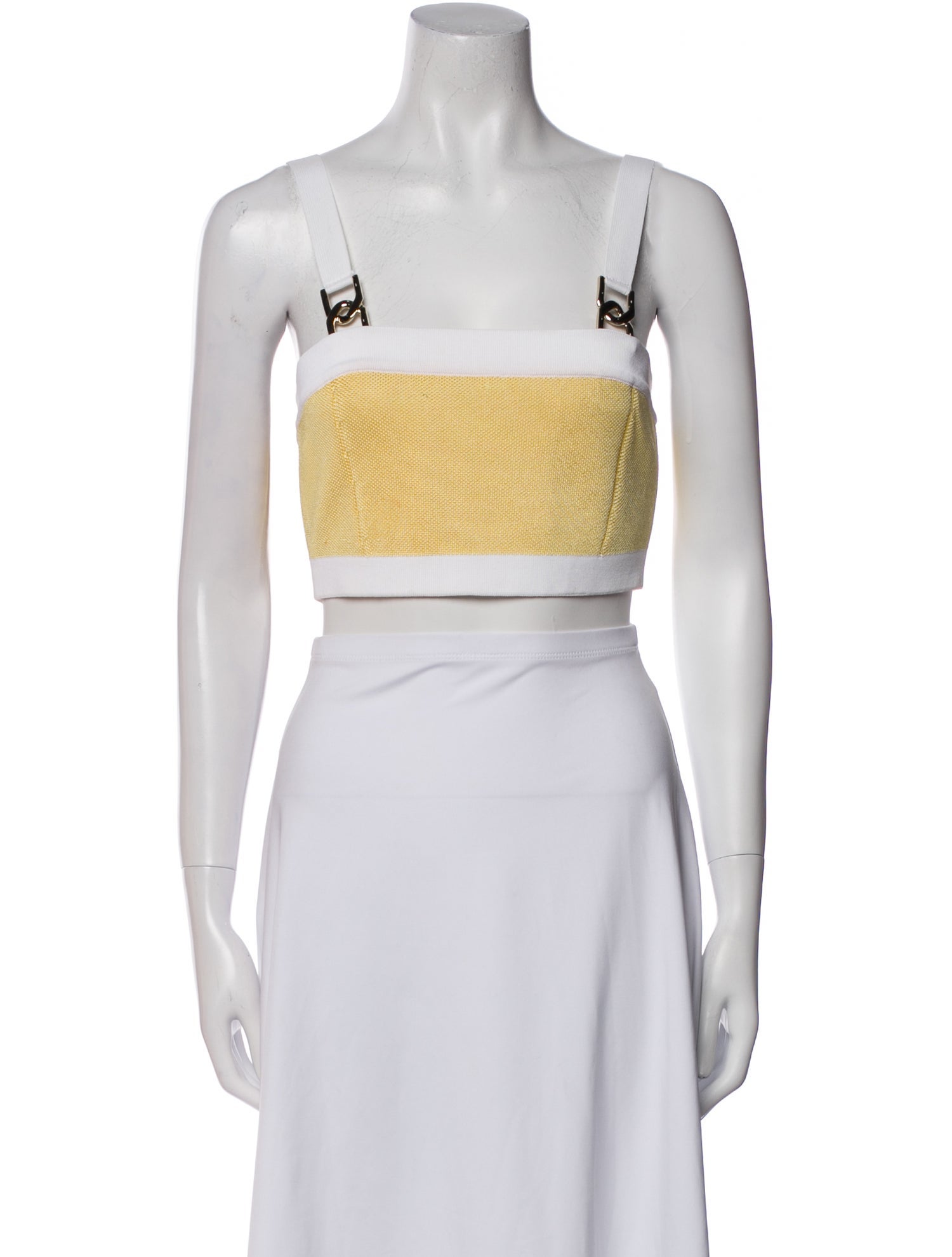 Balmain Colorblock Pattern Square Neckline Crop Top