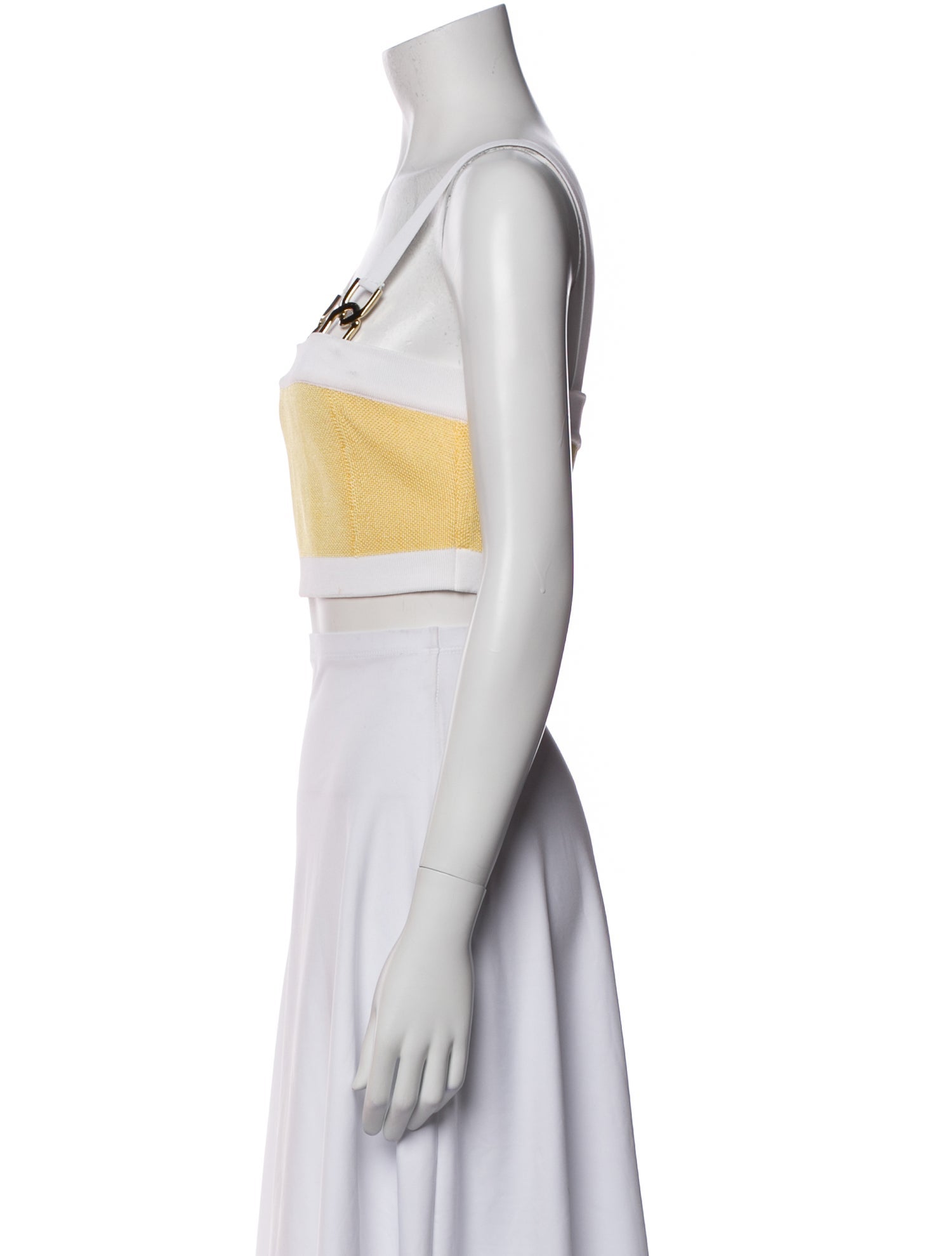 Balmain Colorblock Pattern Square Neckline Crop Top