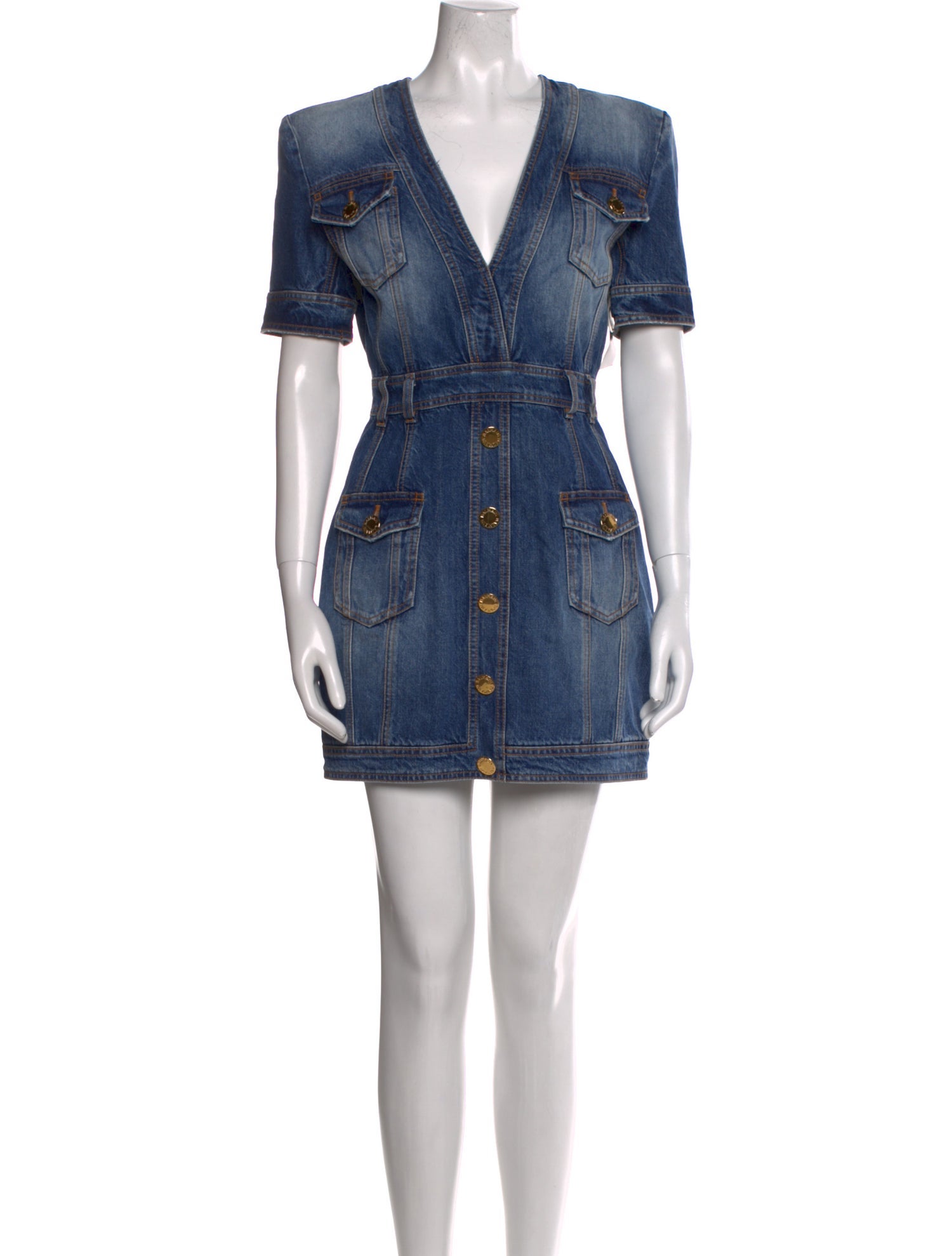 Balmain V-Neck Mini Dress