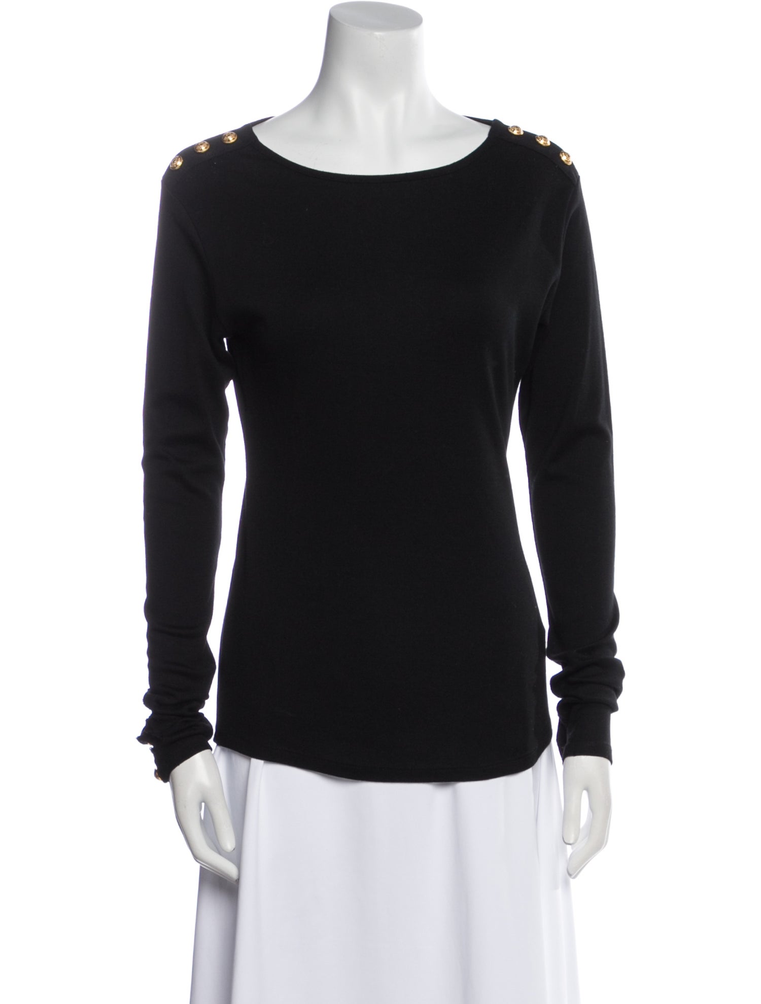 Balmain Bateau Neckline Long Sleeve Top