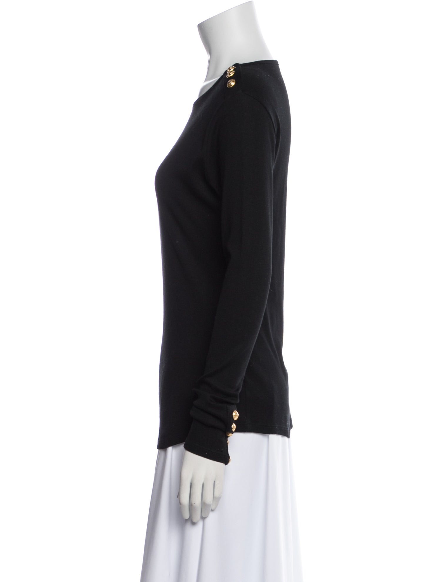 Balmain Bateau Neckline Long Sleeve Top