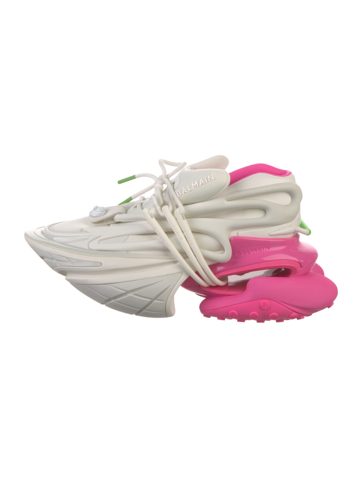 Balmain Leather Colorblock Pattern Chunky Sneakers