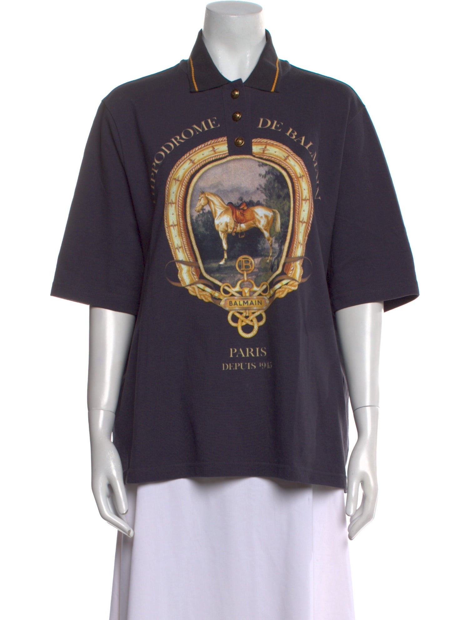 Balmain Graphic Print Collar Polo Shirt