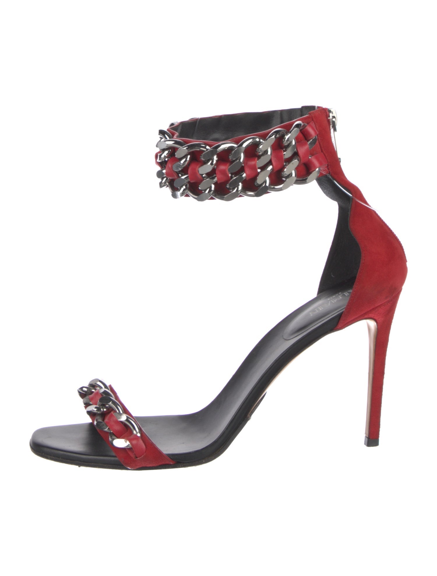 Balmain Suede Chain-Link Accents D'Orsay Pumps