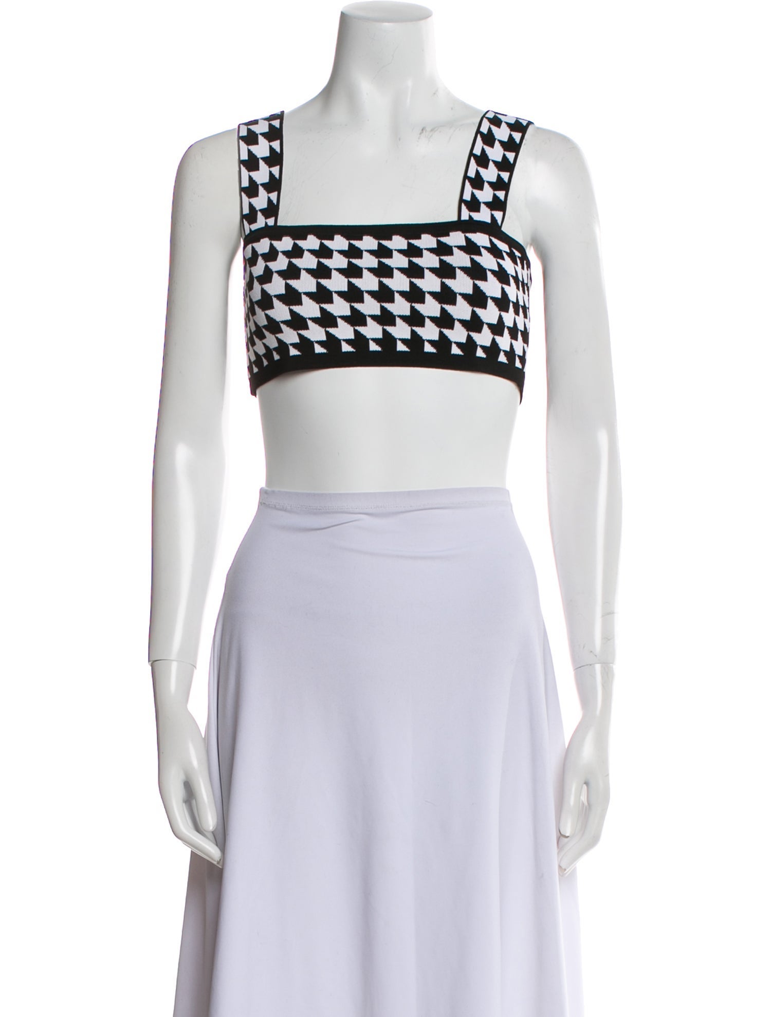 Balmain Houndstooth Print Square Neckline Crop Top