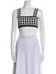 Balmain Houndstooth Print Square Neckline Crop Top