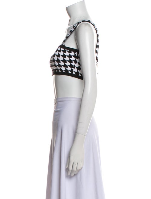 Balmain Houndstooth Print Square Neckline Crop Top