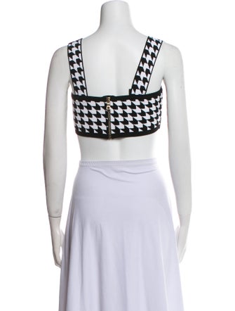 Balmain Houndstooth Print Square Neckline Crop Top