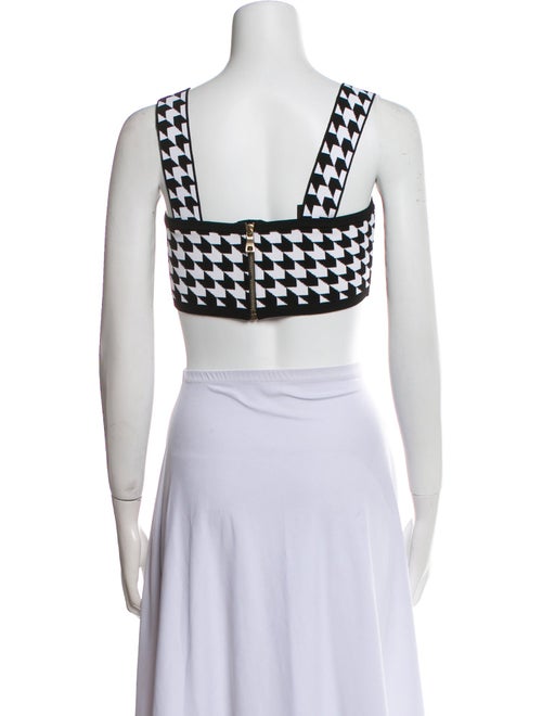Balmain Houndstooth Print Square Neckline Crop Top