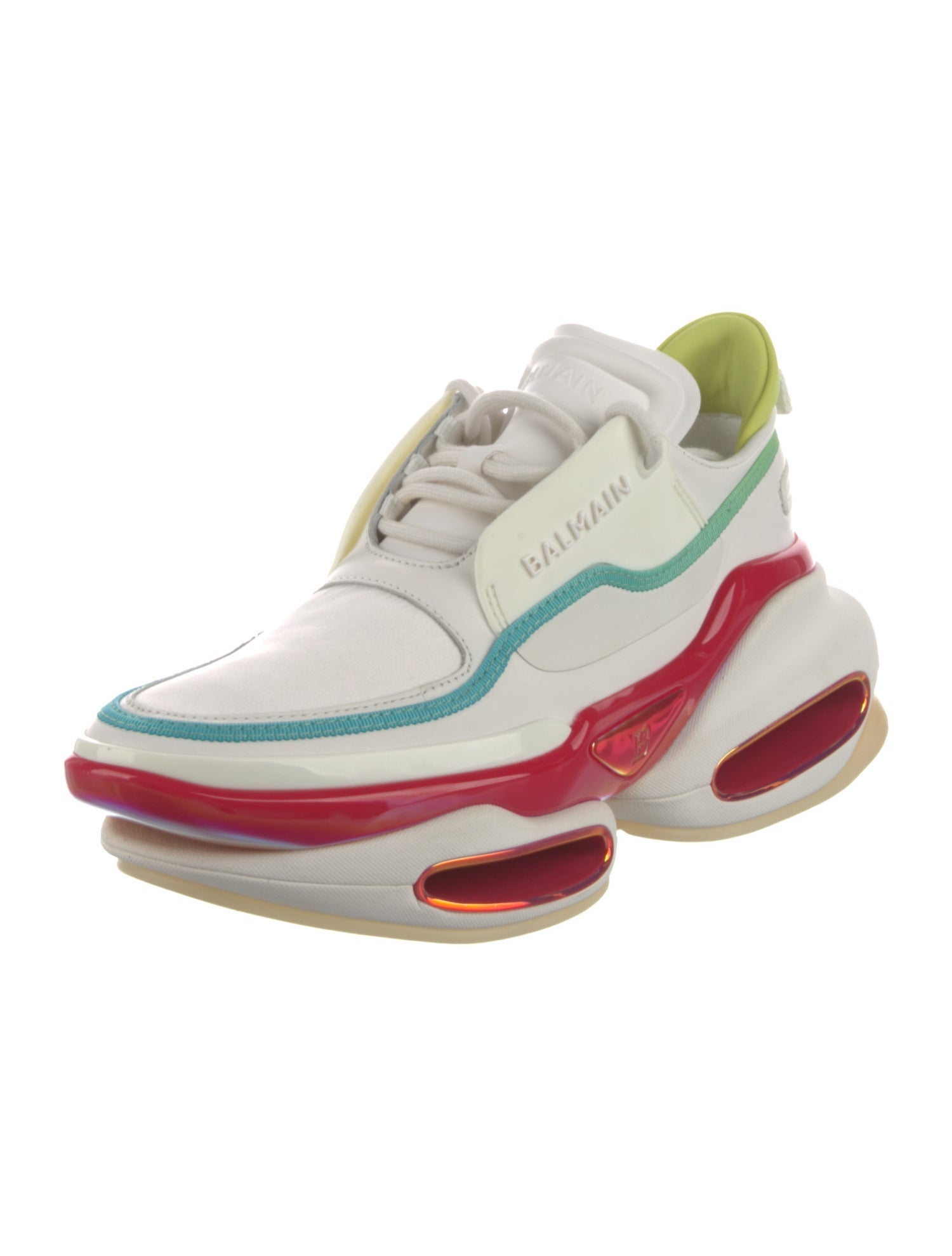 Balmain Leather Colorblock Pattern Sneakers w/ Tags