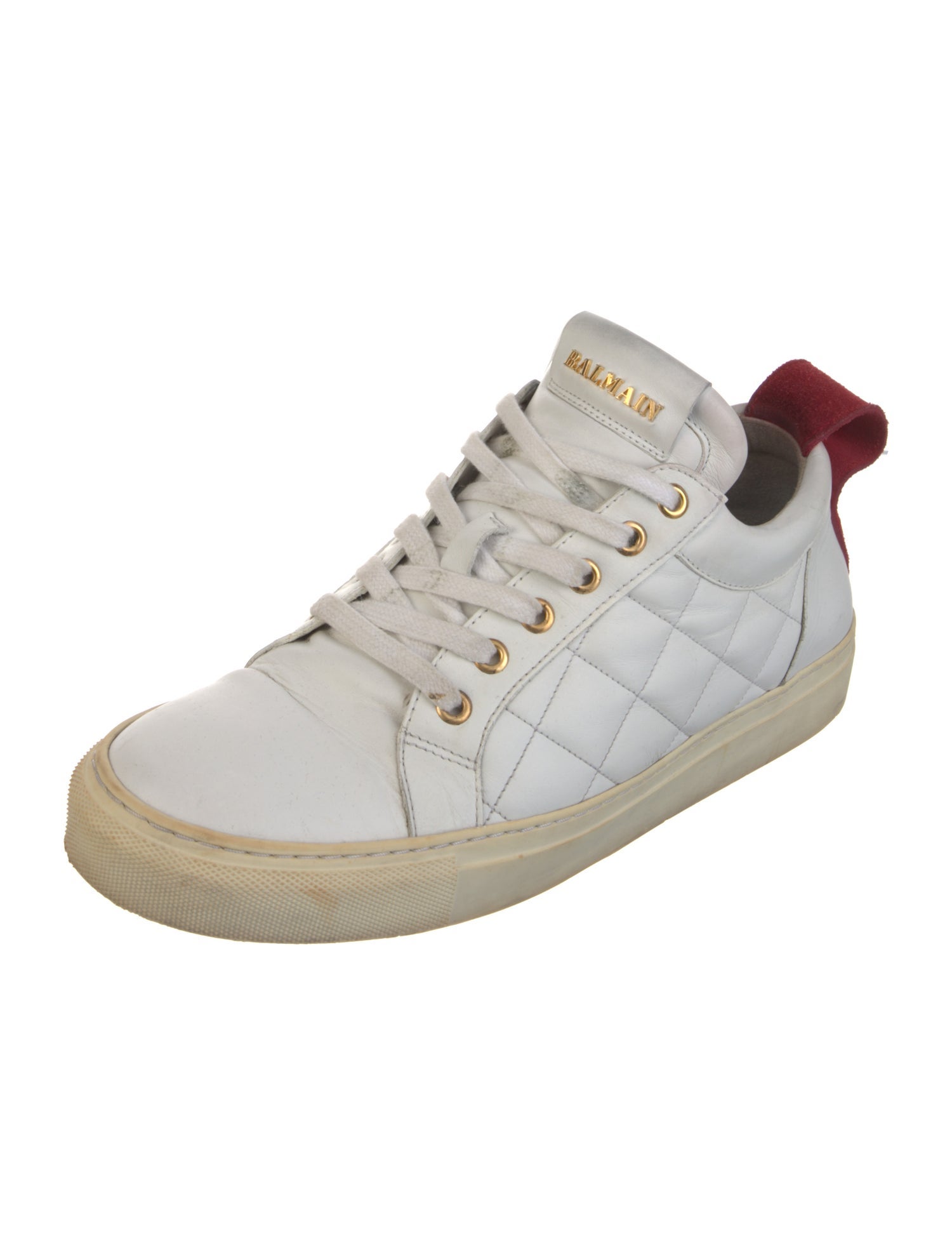 Balmain Leather Colorblock Pattern Sneakers