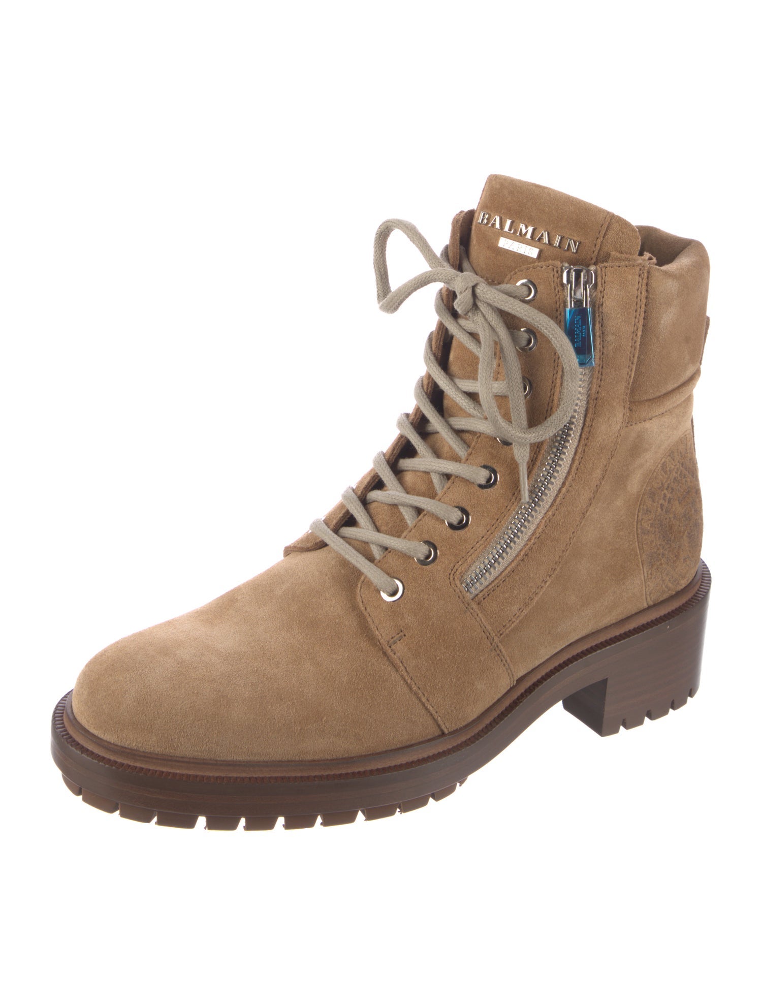 Balmain Suede Combat Boots