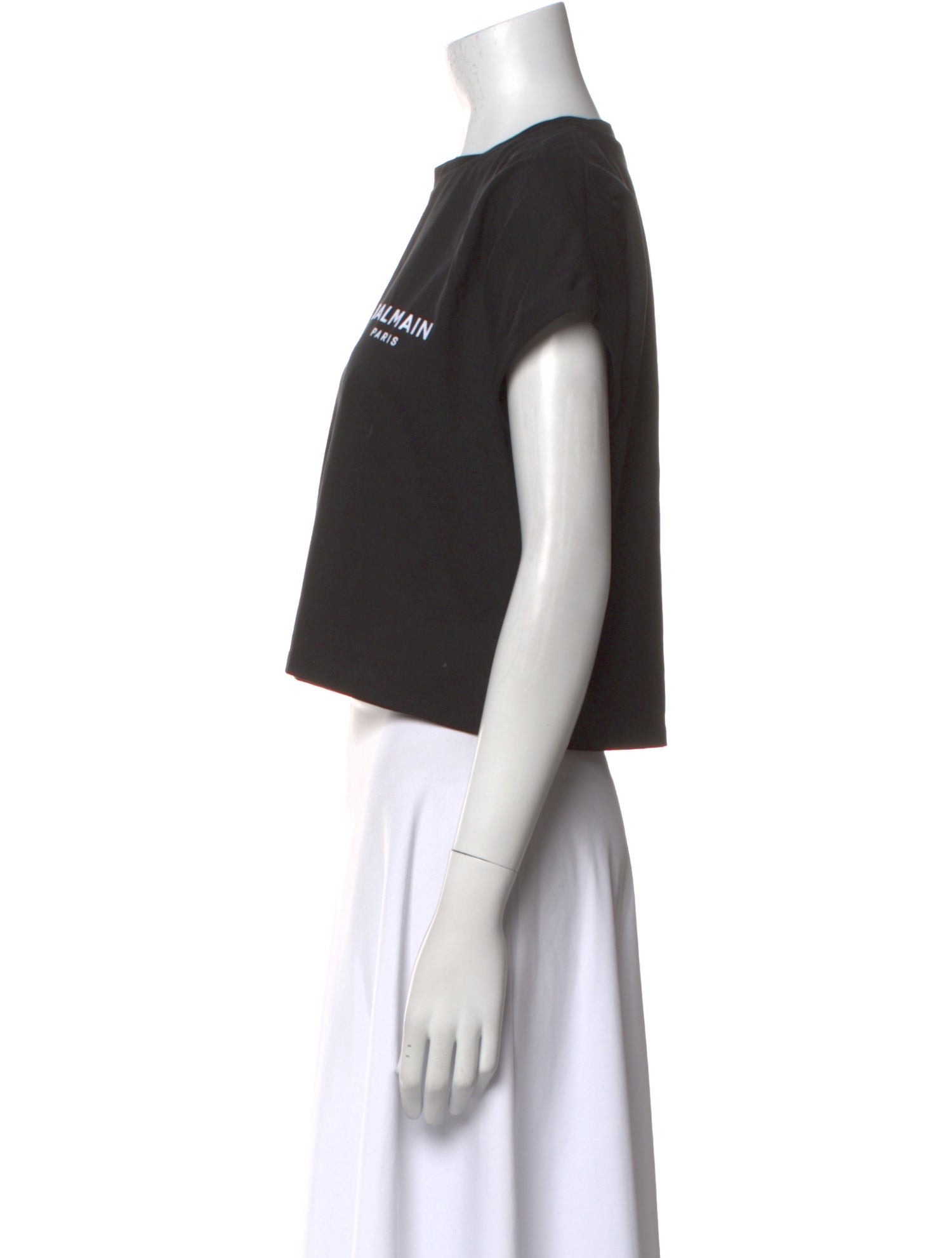 Balmain Graphic Print Crew Neck Crop Top