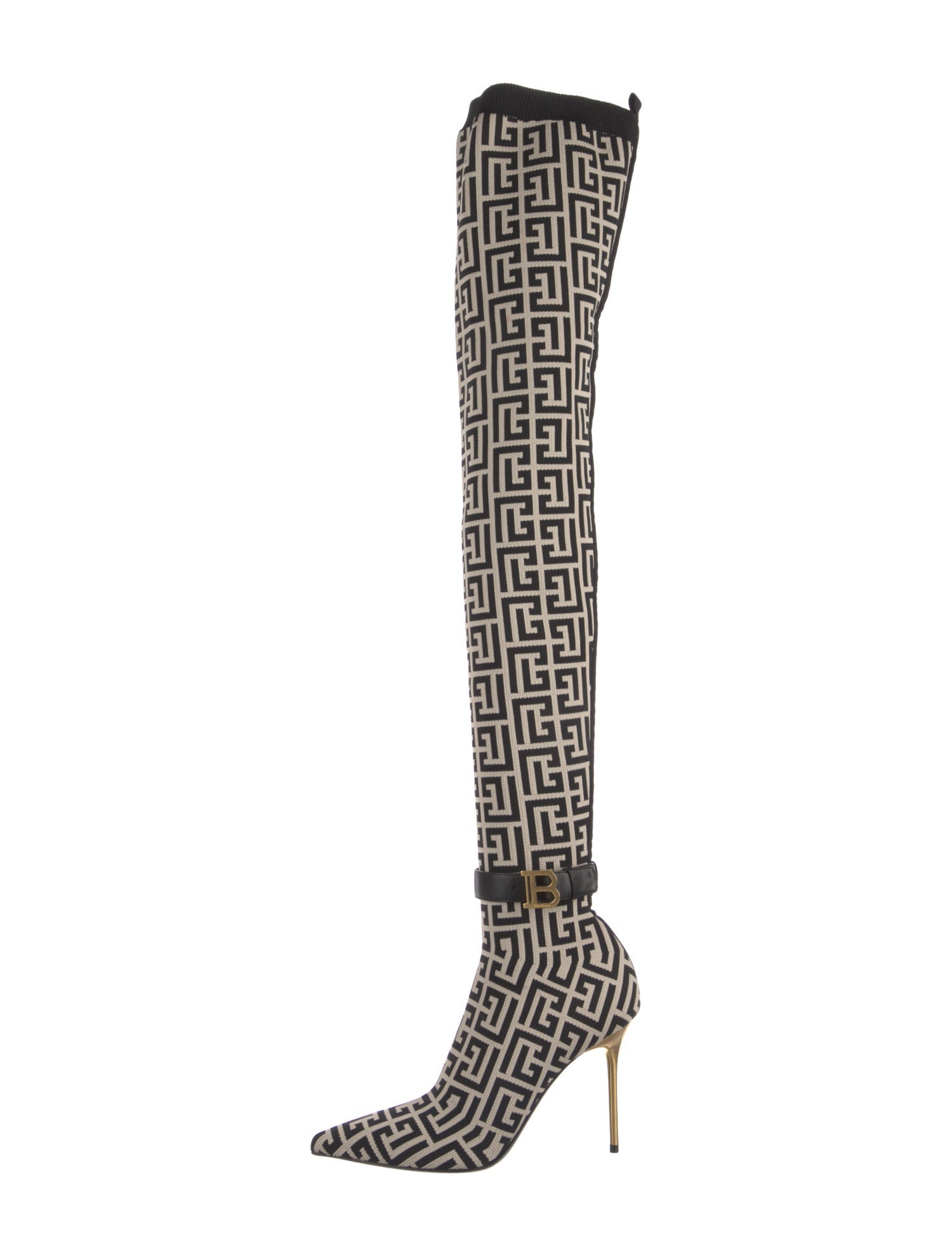 Balmain Monogram Pattern Sock Boots