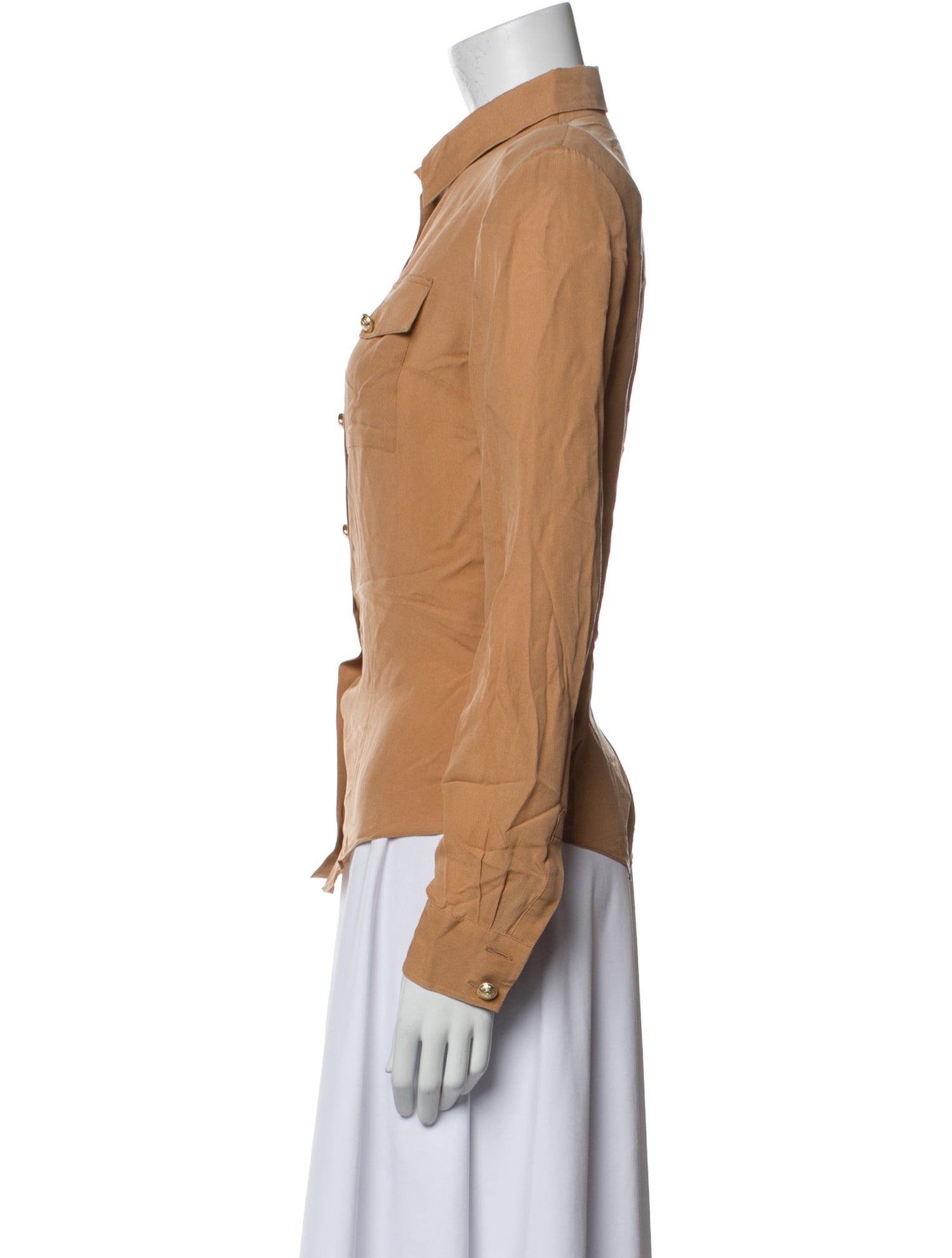 Balmain Silk Long Sleeve Button-Up Top