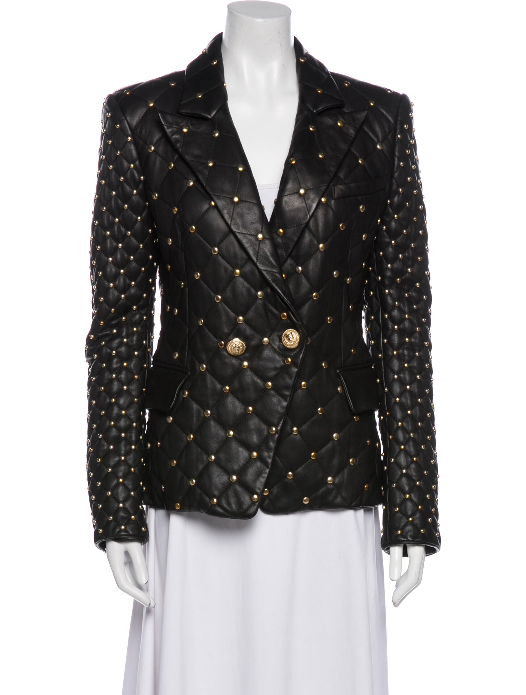 Balmain Leather Printed Fur Jacket