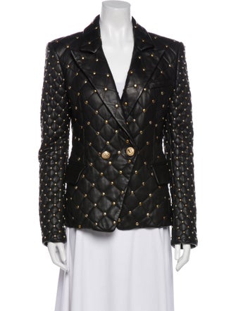 Balmain Leather Printed Fur Jacket