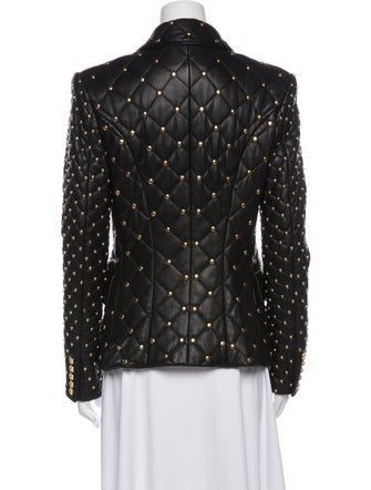 Balmain Leather Printed Fur Jacket