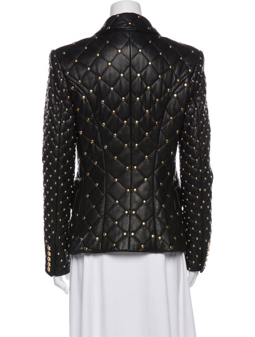 Balmain Leather Printed Fur Jacket