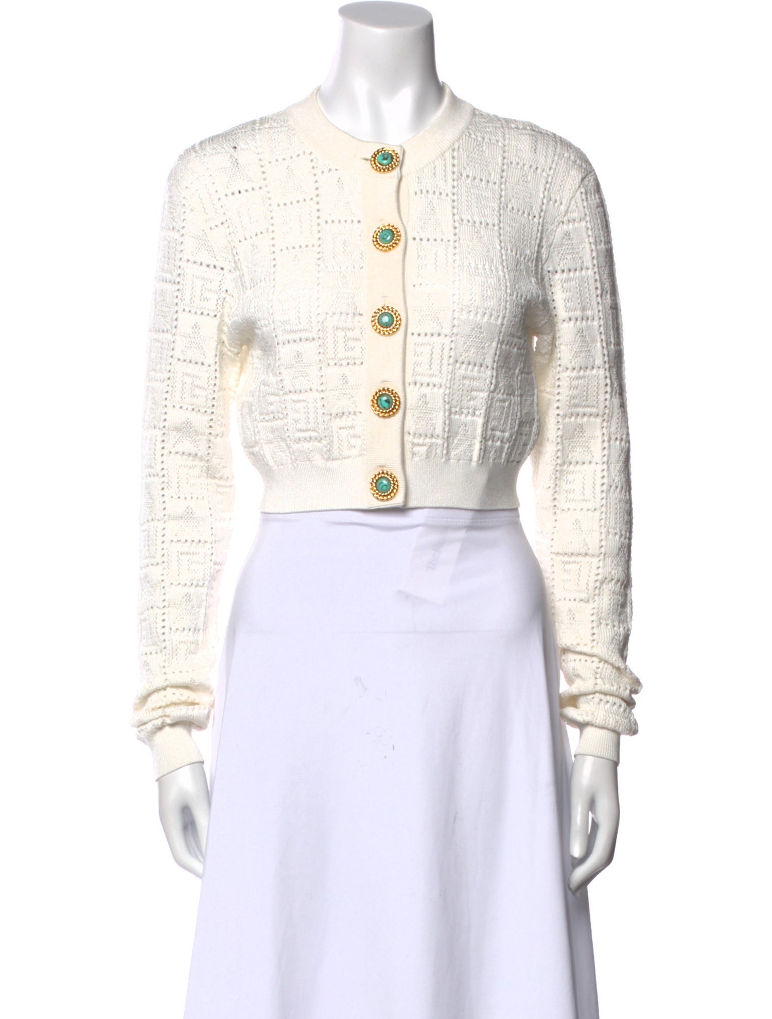 Balmain Printed Mock Neck Crop Top