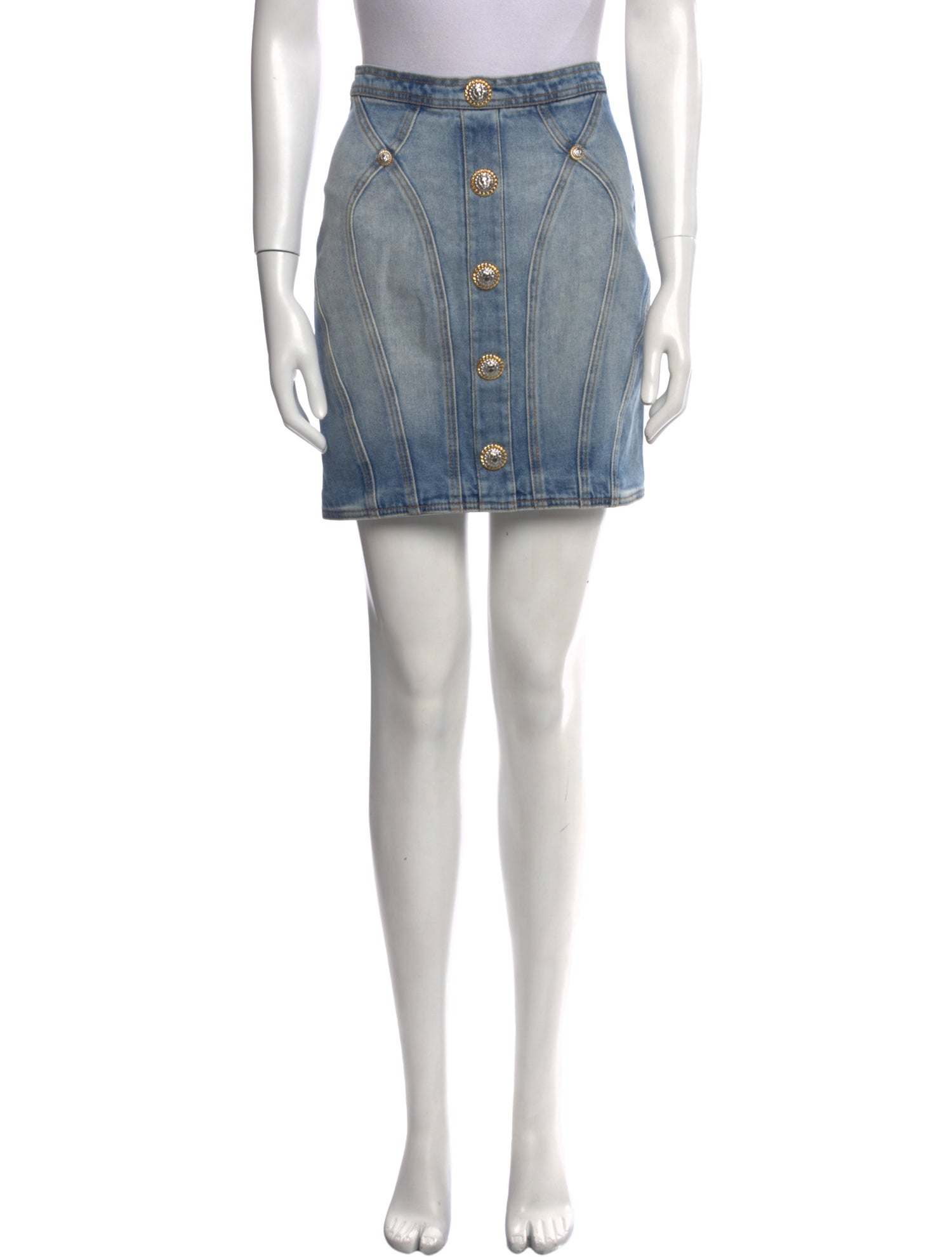 Balmain Raw-Edge Trim Mini Skirt