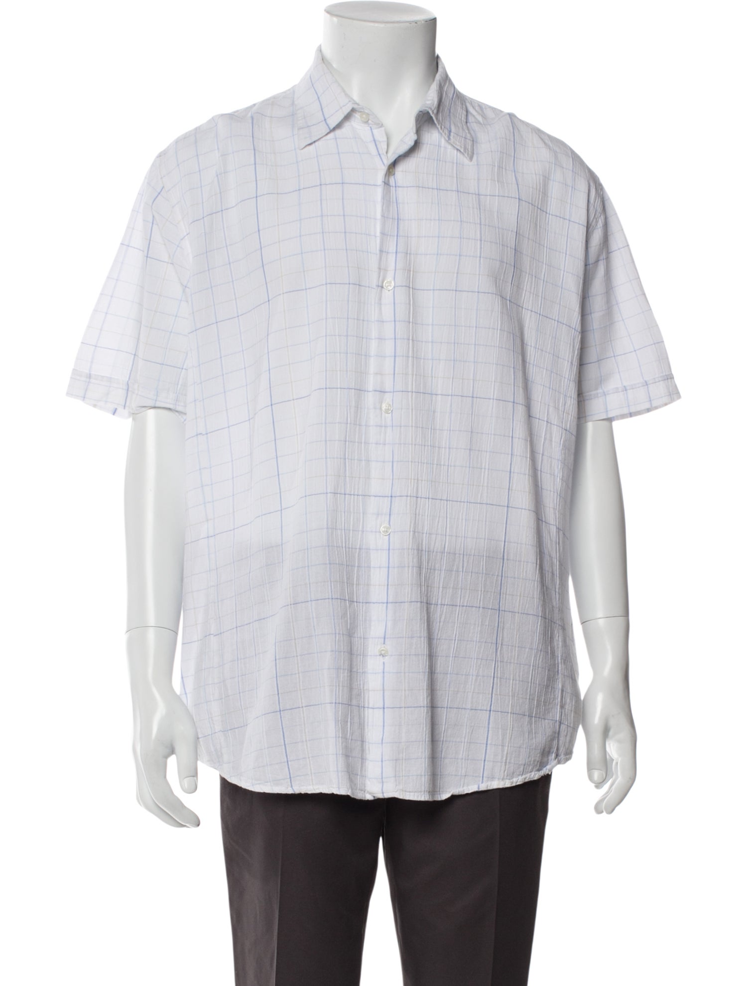 Balmain Plaid Print Short Sleeve Shirt