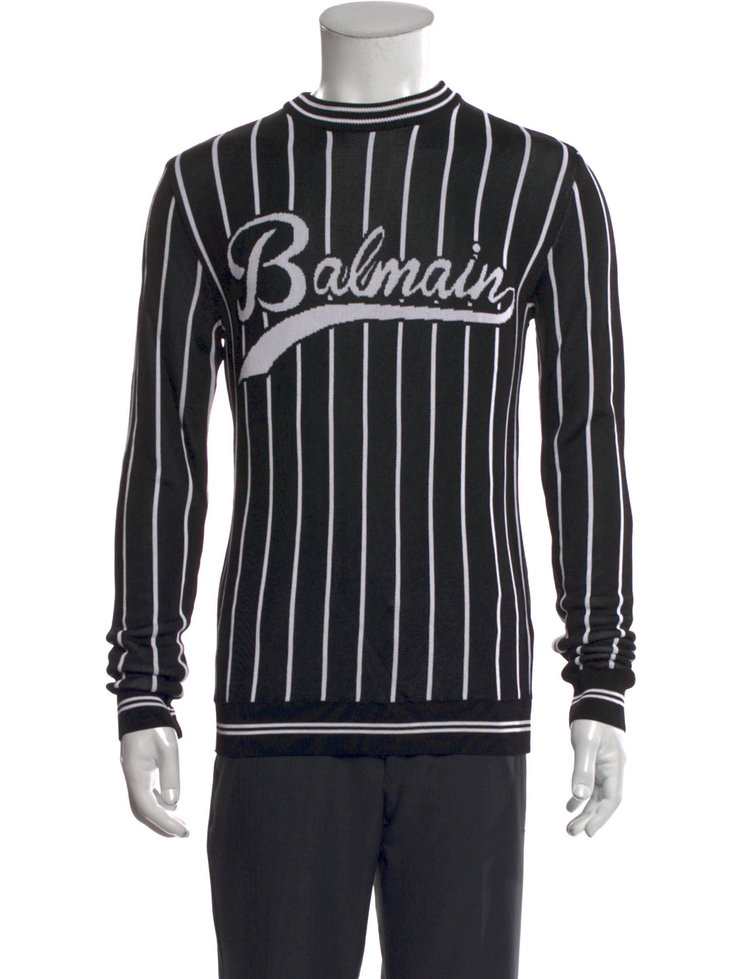Balmain Striped Mock Neck Pullover