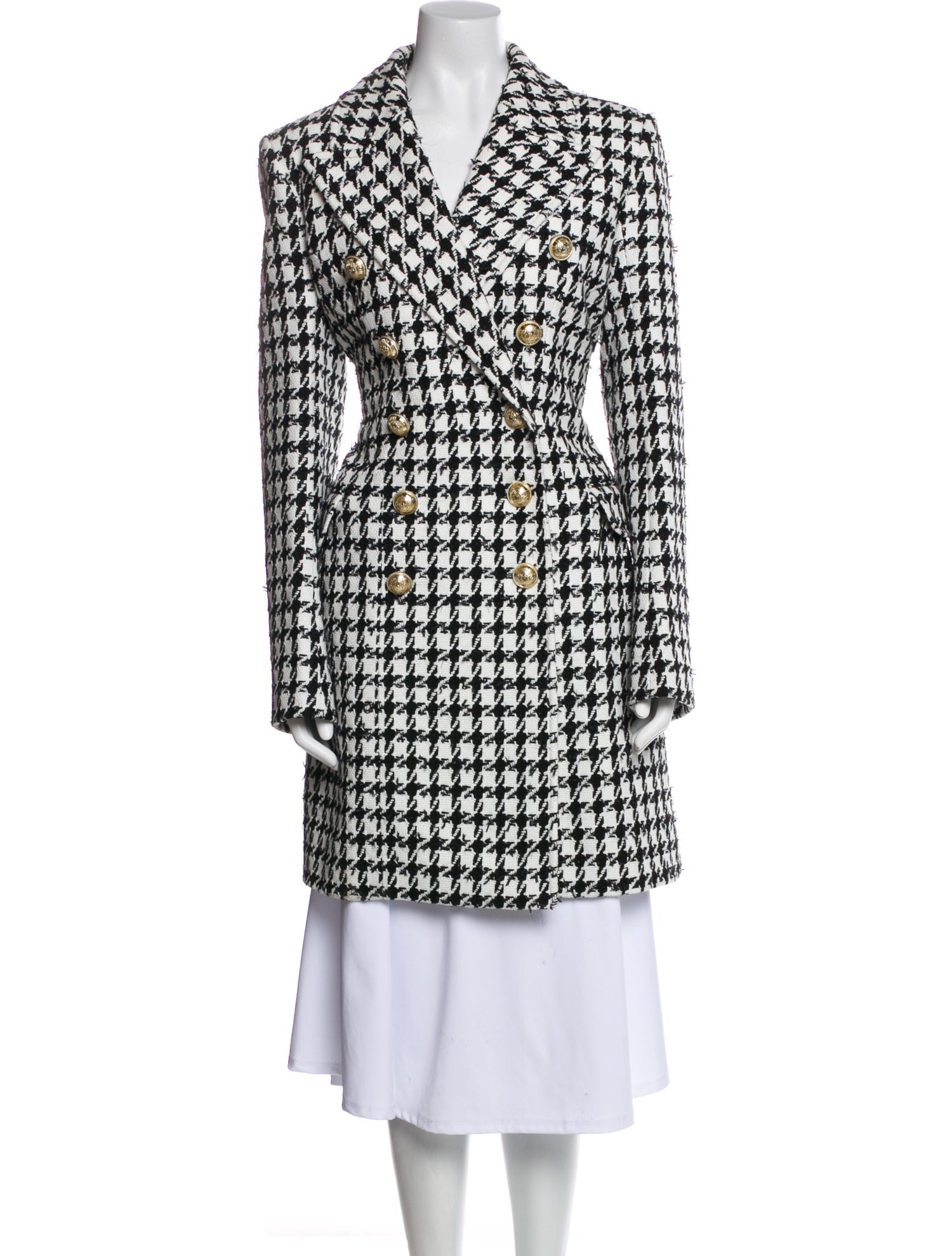 Balmain Tweed Printed Peacoat w/ Tags