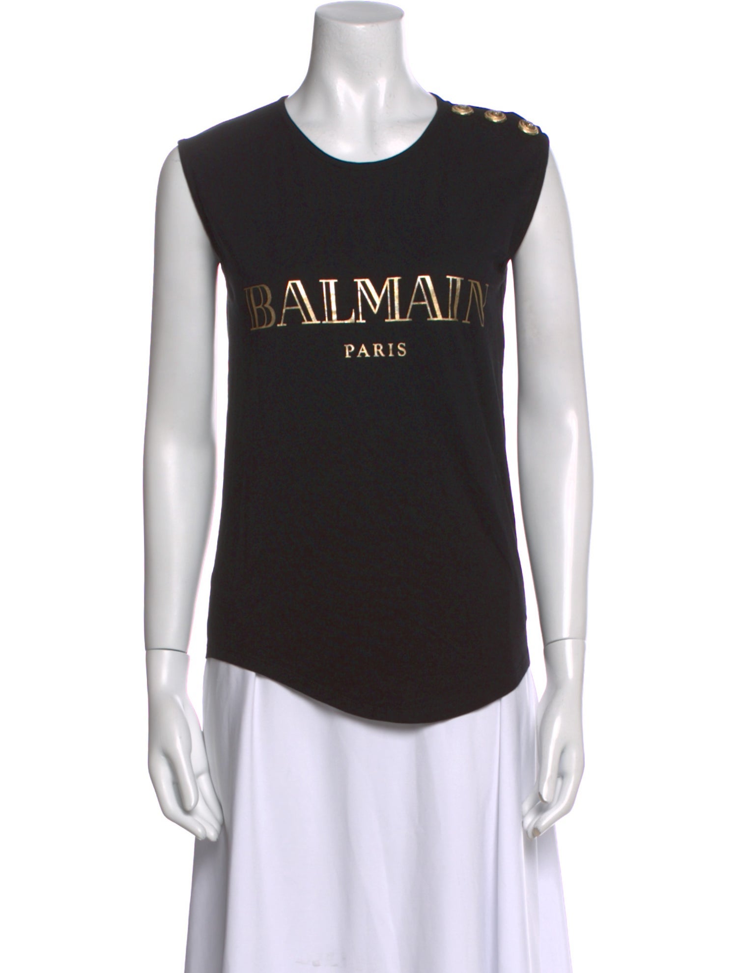 Balmain Graphic Print Crew Neck Top