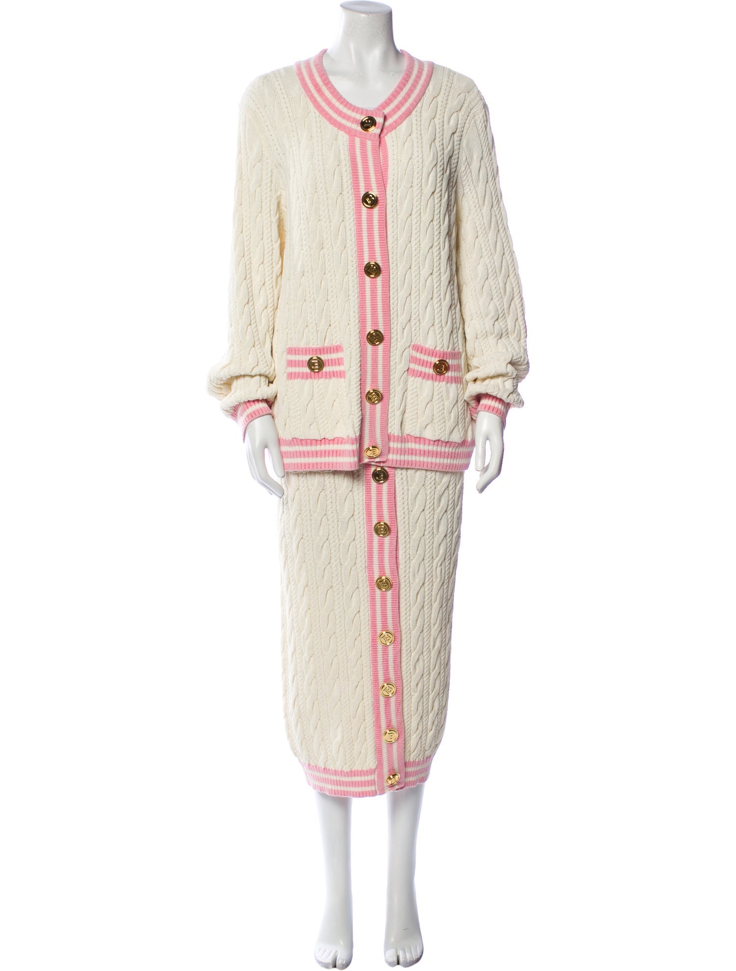 Balmain Virgin Wool Striped Skirt Set