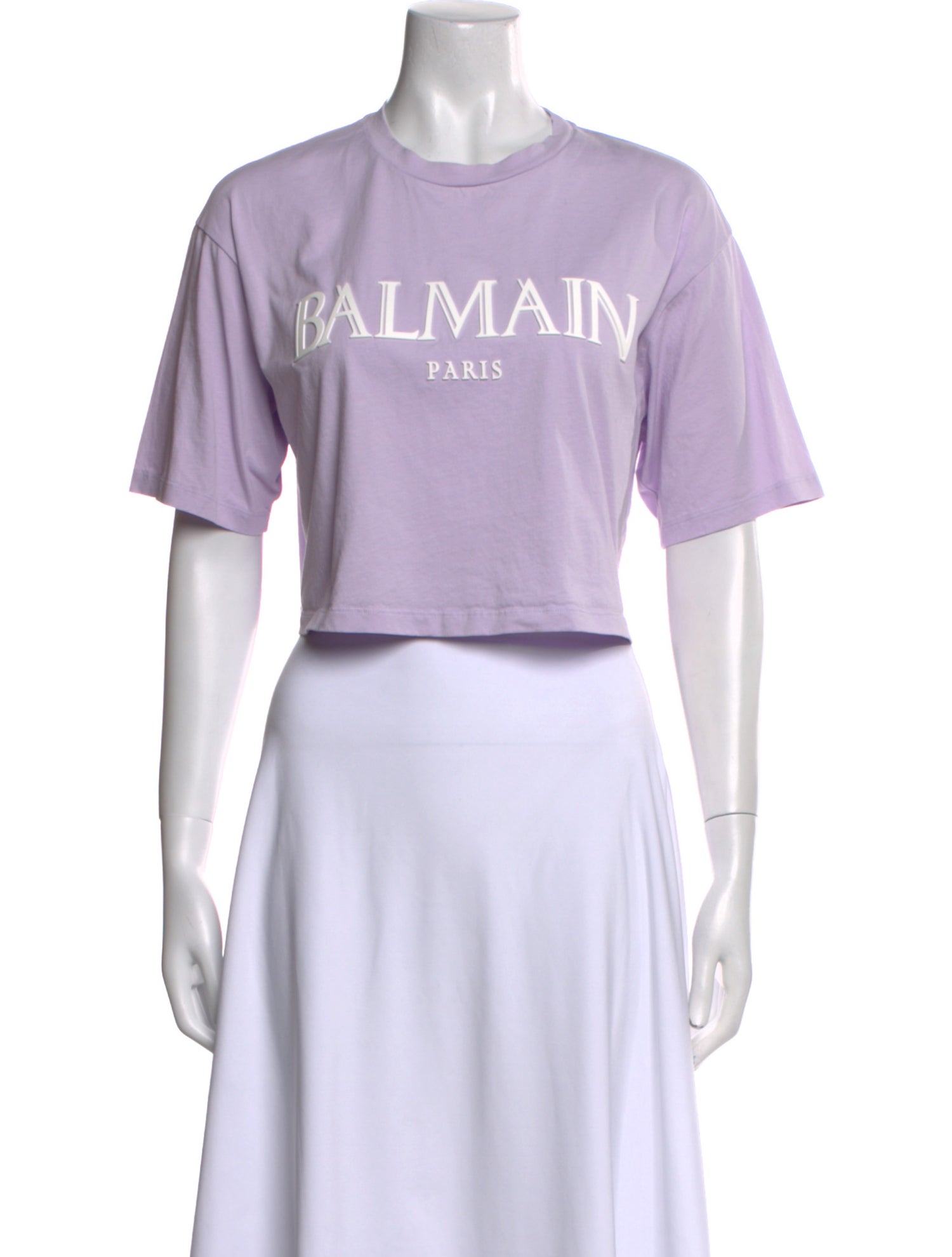 Balmain Graphic Print Crew Neck Crop Top