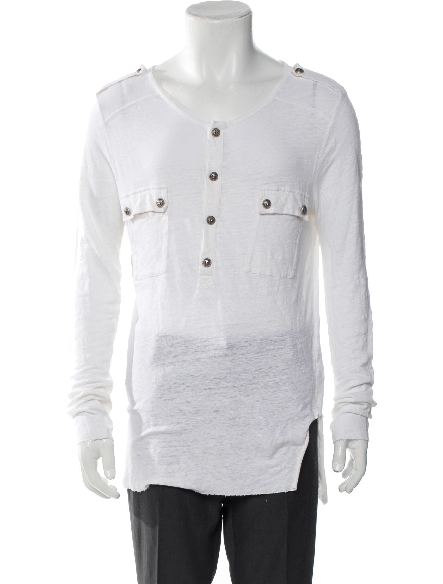 Balmain Linen Scoop Neck Henley