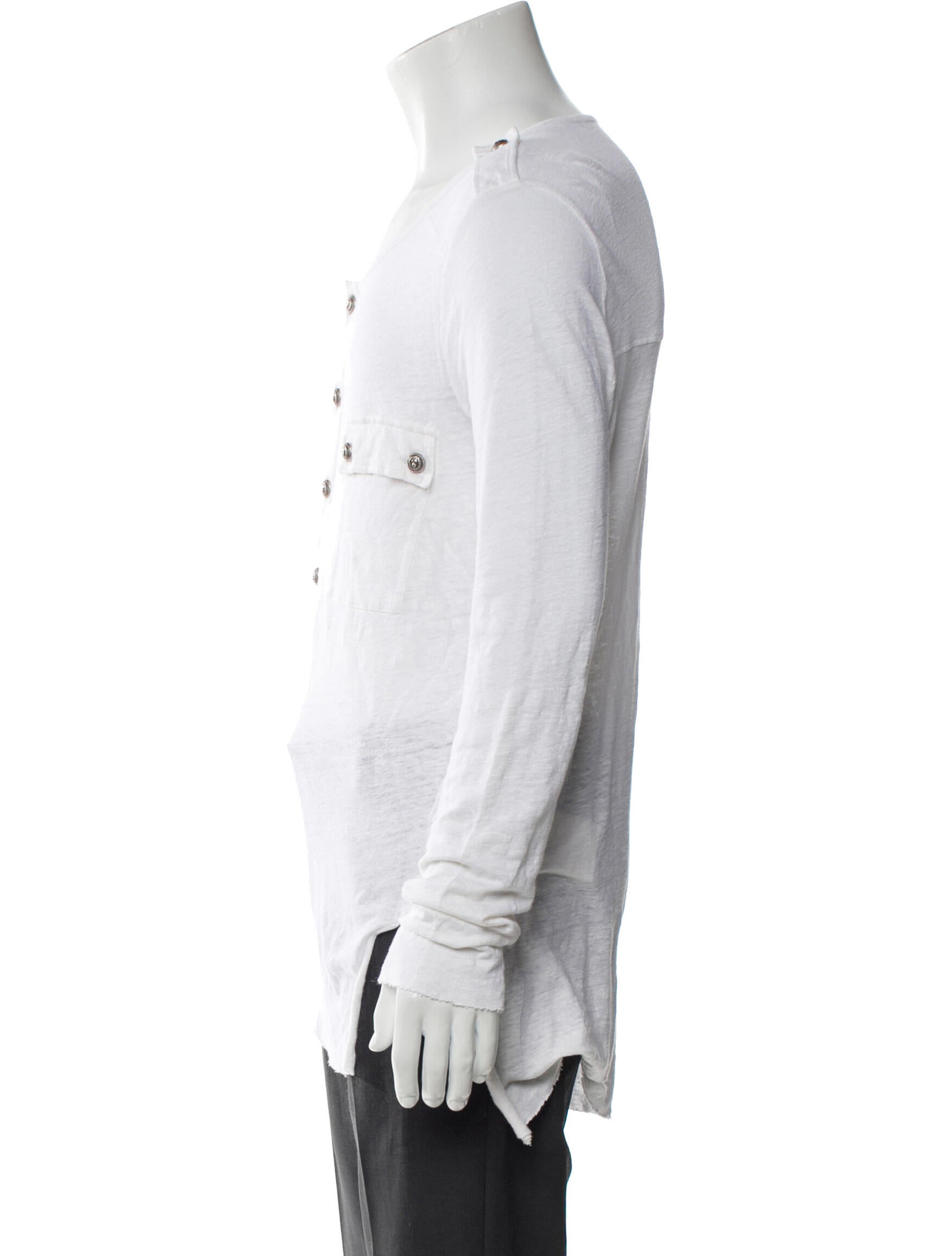 Balmain Linen Scoop Neck Henley