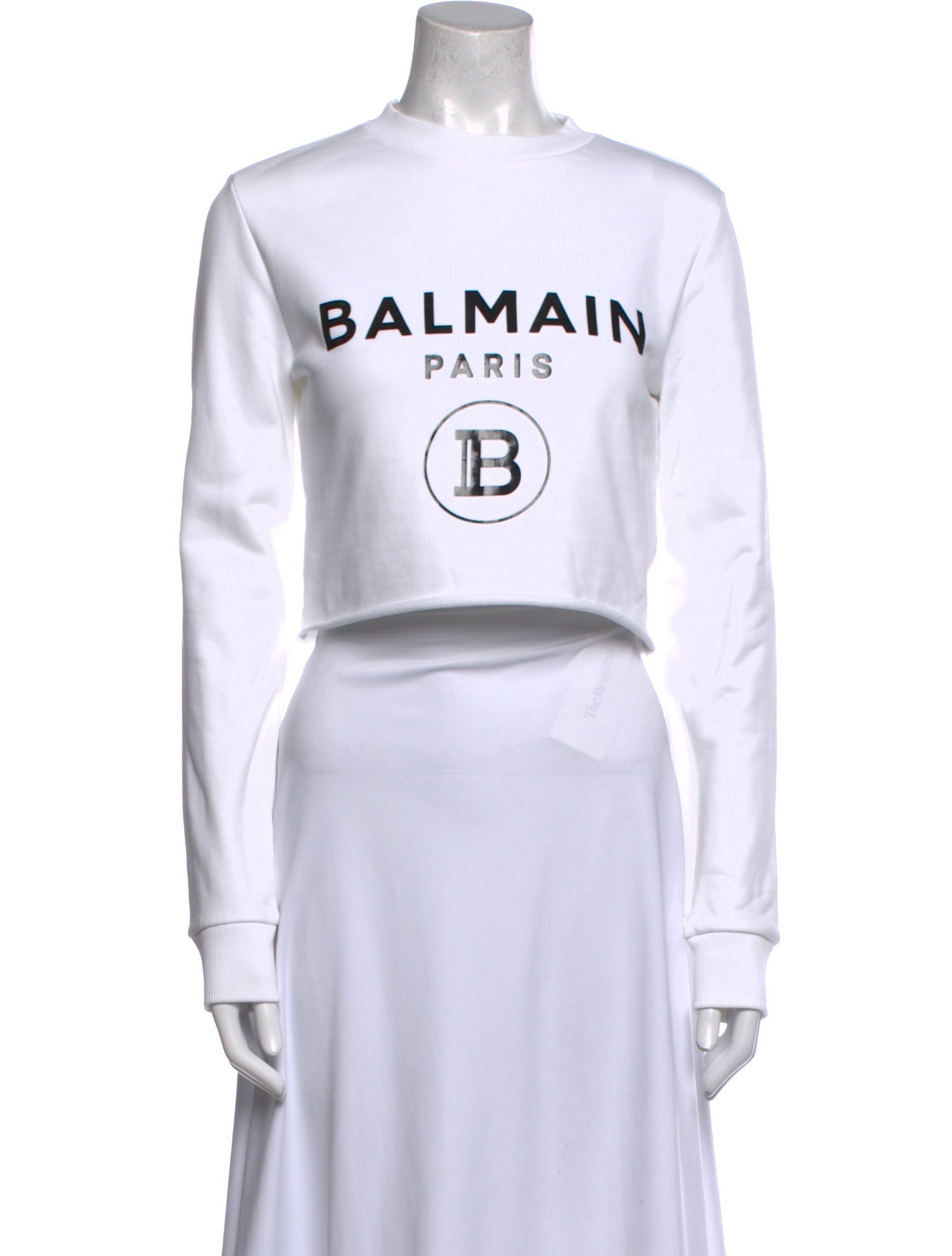 Balmain Graphic Print Crew Neck Crop Top