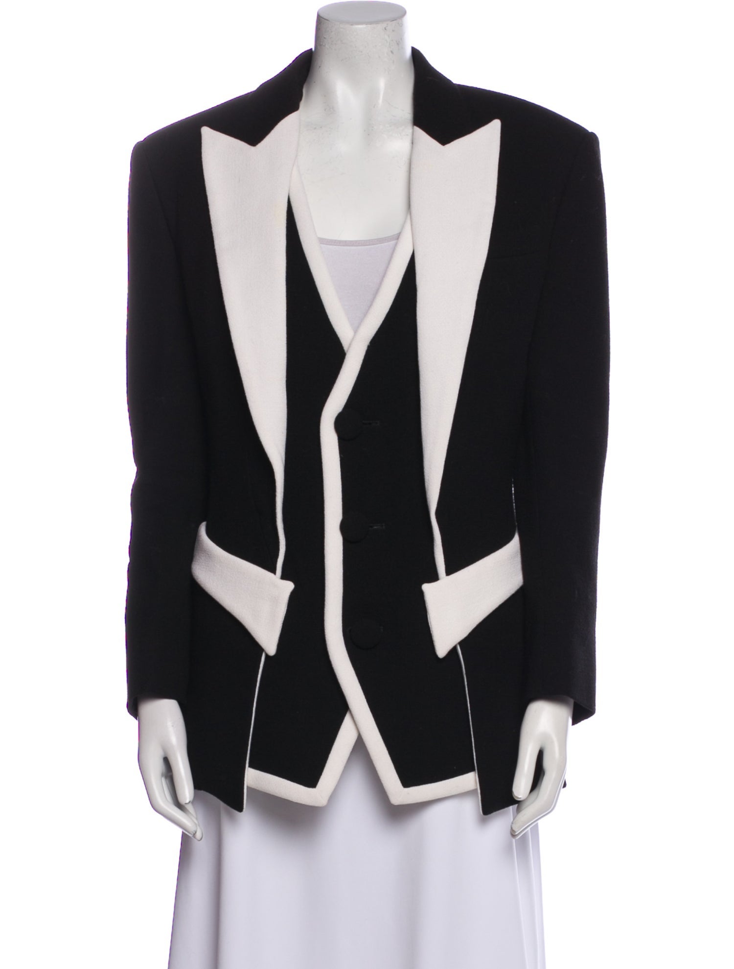Balmain Virgin Wool Colorblock Pattern Blazer