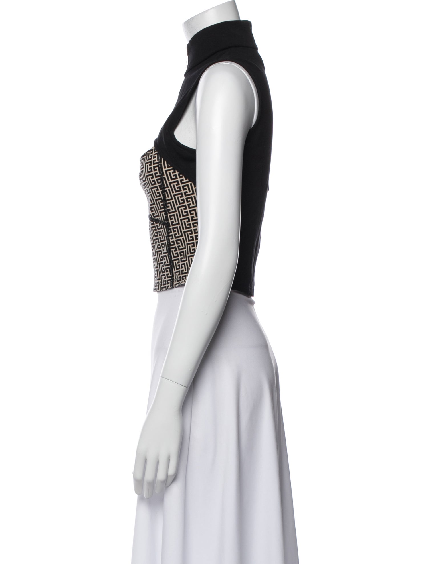 Balmain Printed Mock Neck Crop Top