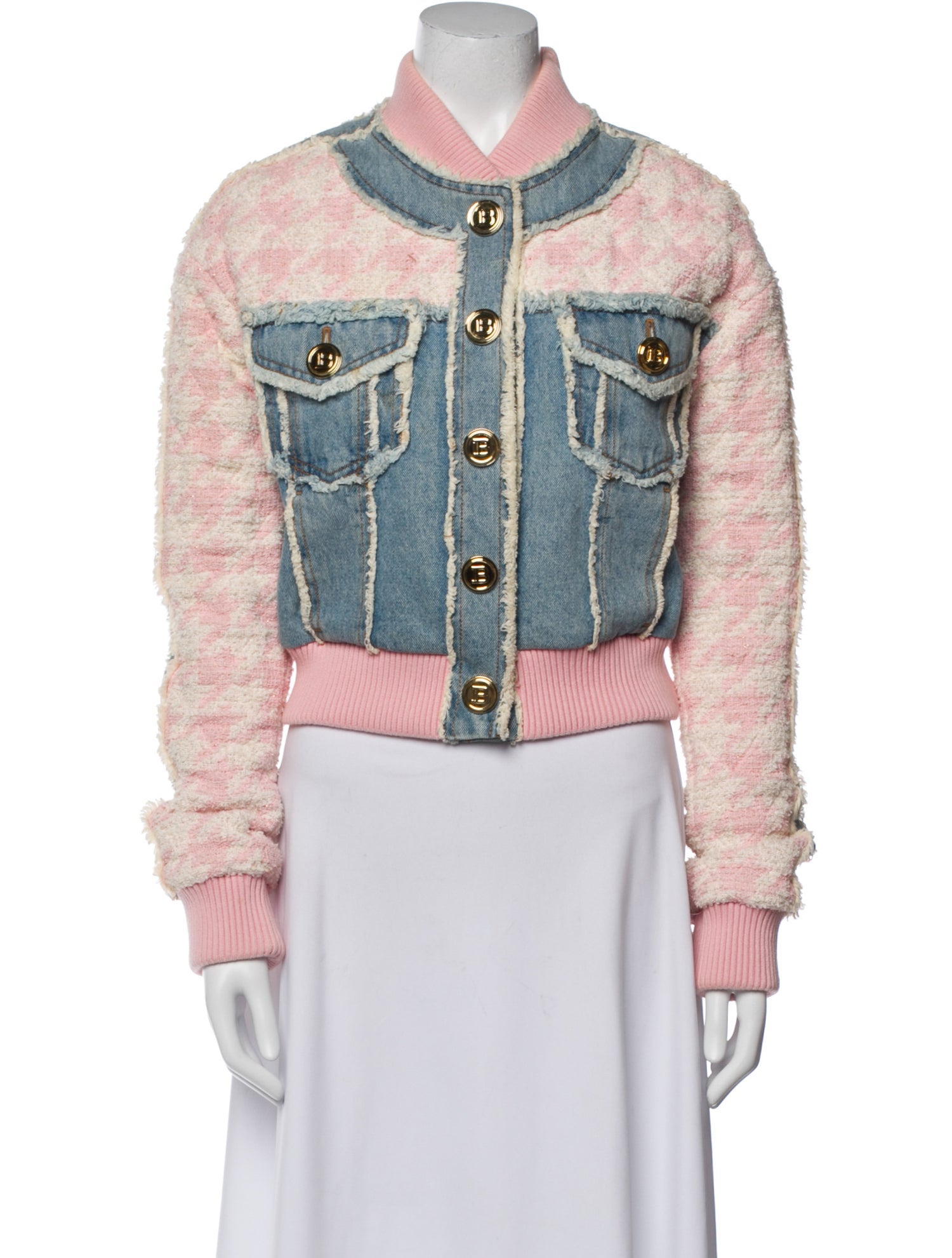 Balmain Plaid Print Bolero