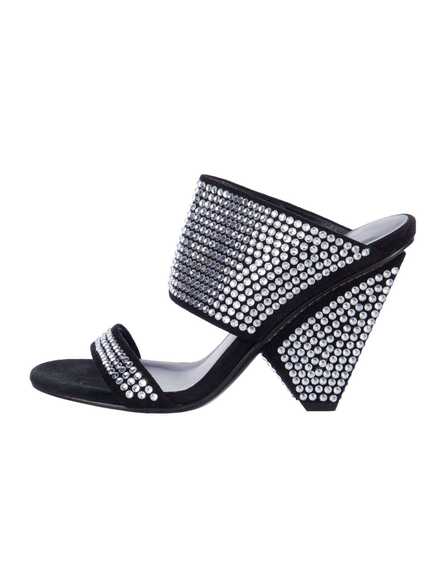 Balmain Suede Crystal Embellishments Slides
