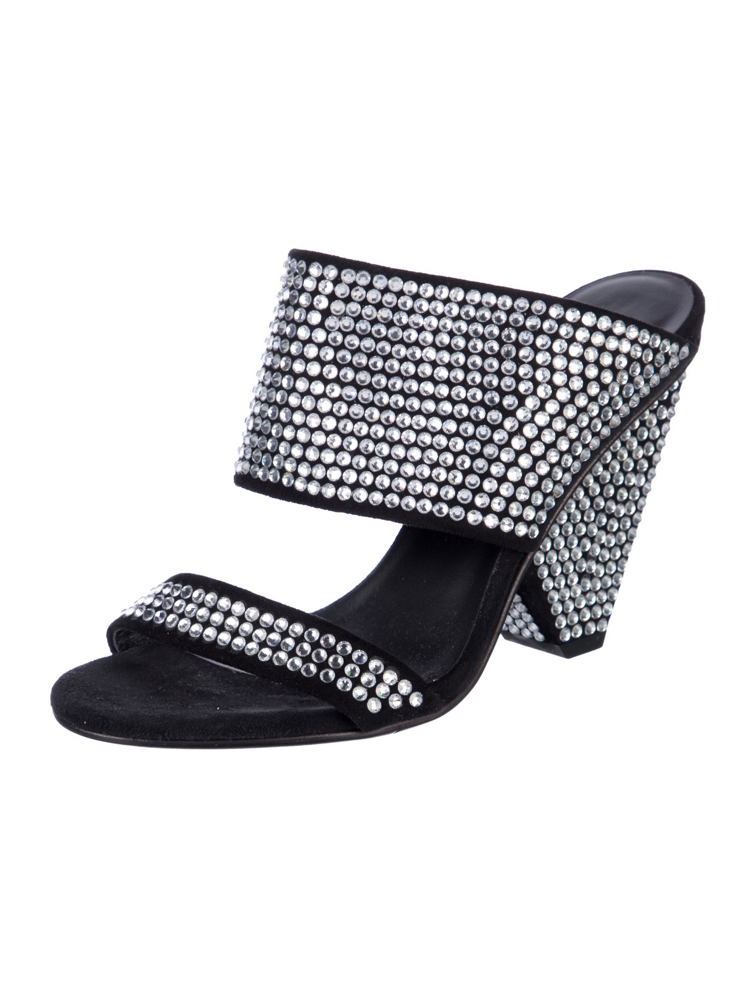 Balmain Suede Crystal Embellishments Slides