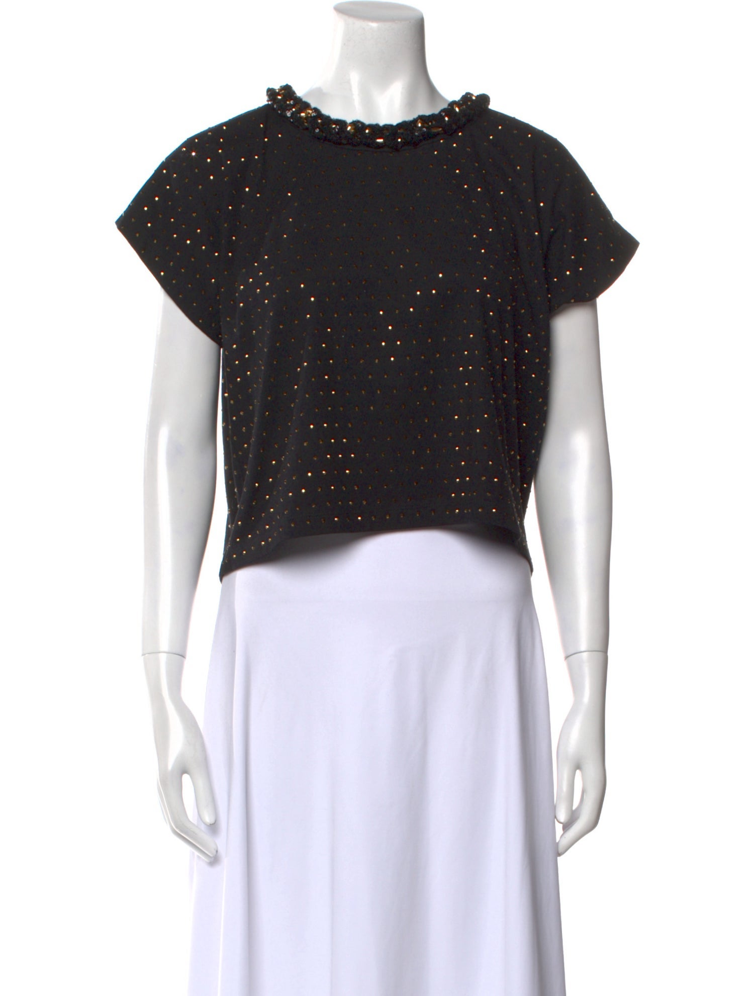 Balmain Bateau Neckline Short Sleeve Crop Top