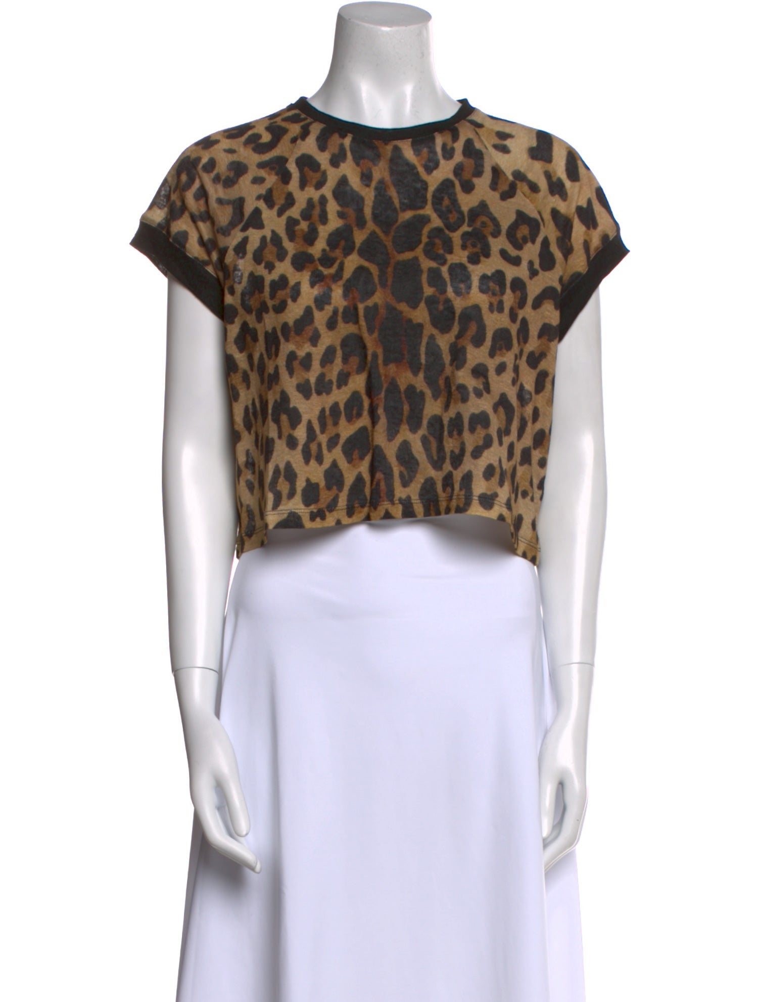 Balmain Linen Animal Print Crop Top