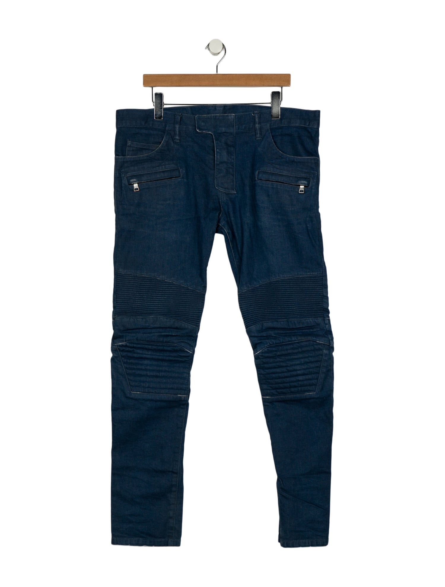 Balmain Plaid Print Moto Pants