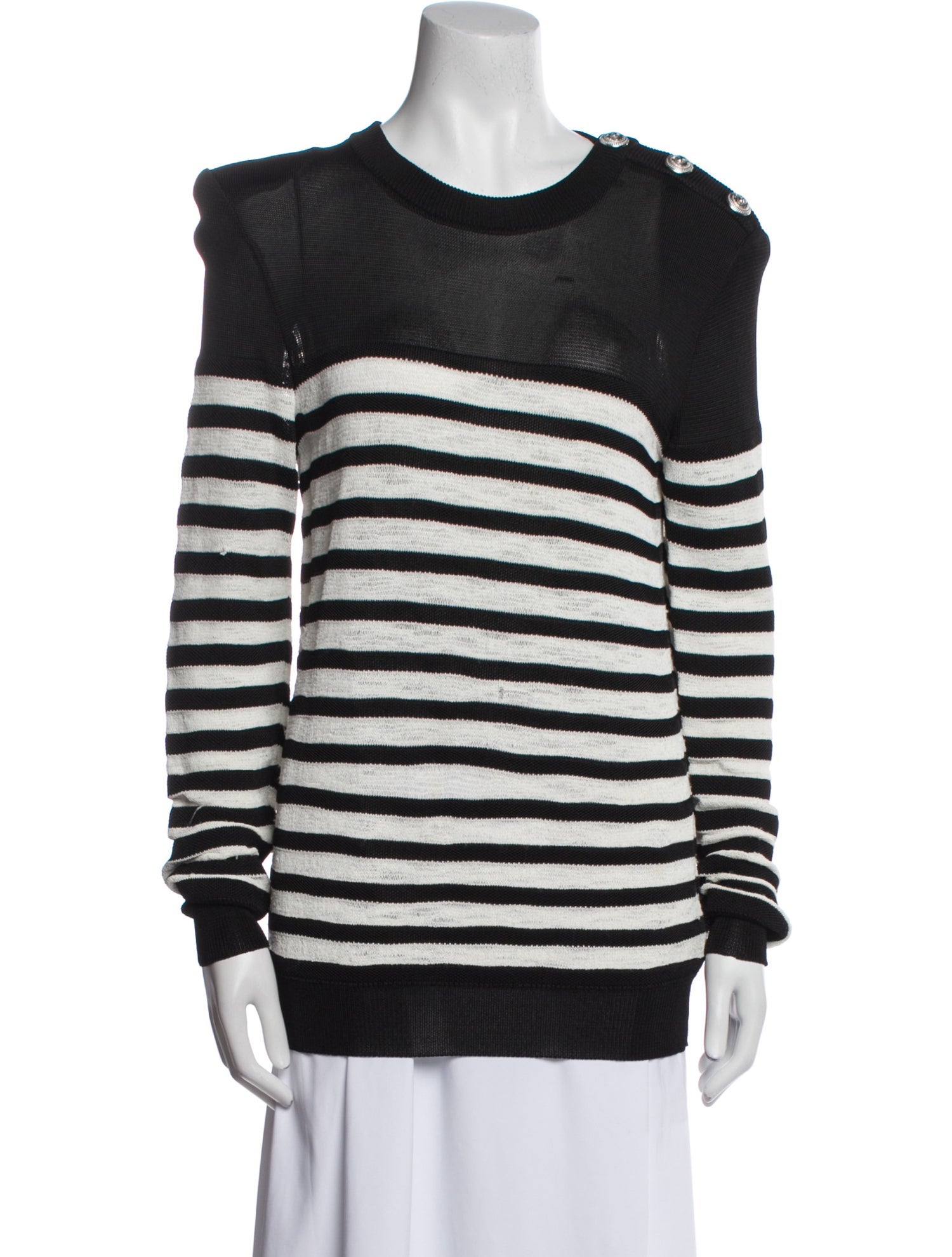 Balmain Striped Crew Neck Sweater