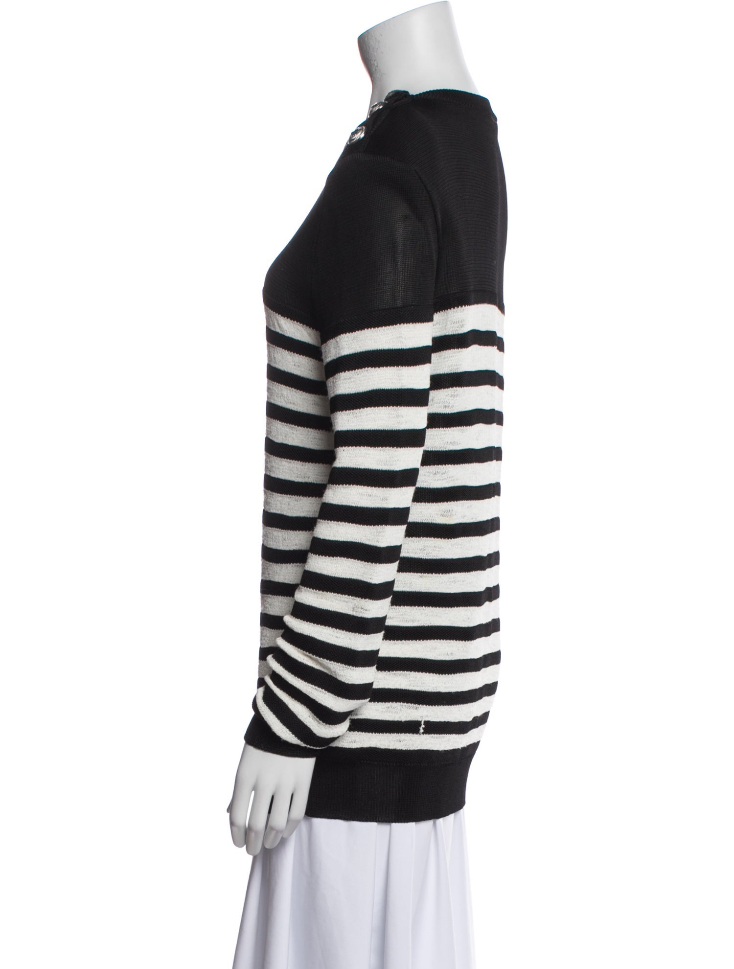 Balmain Striped Crew Neck Sweater