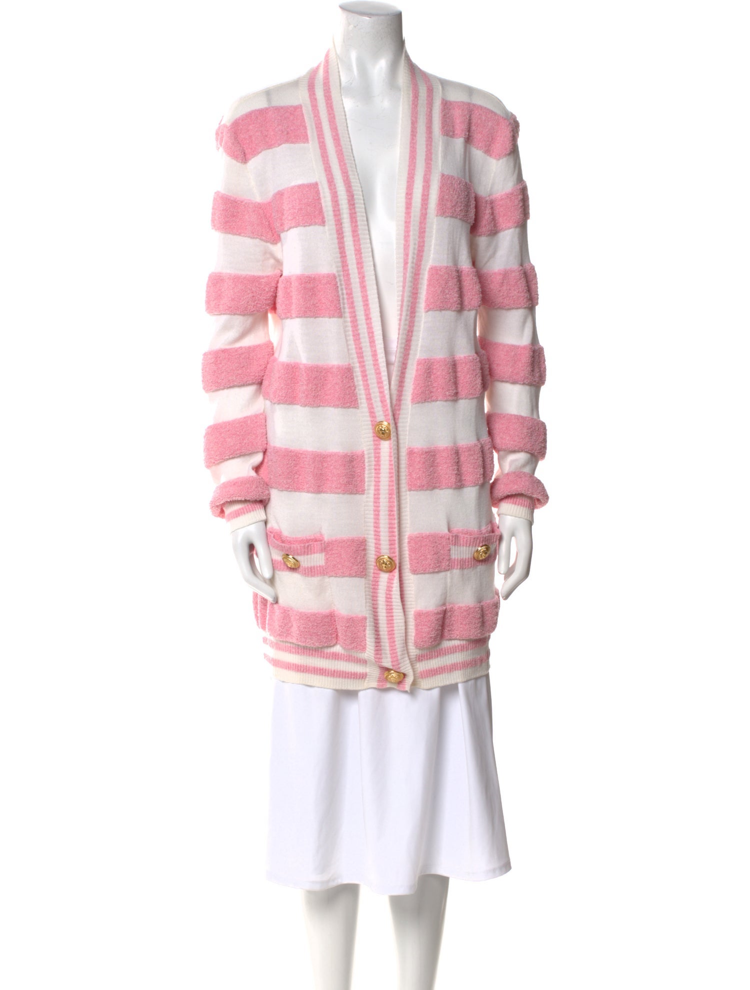 Balmain Striped V-Neck Sweater