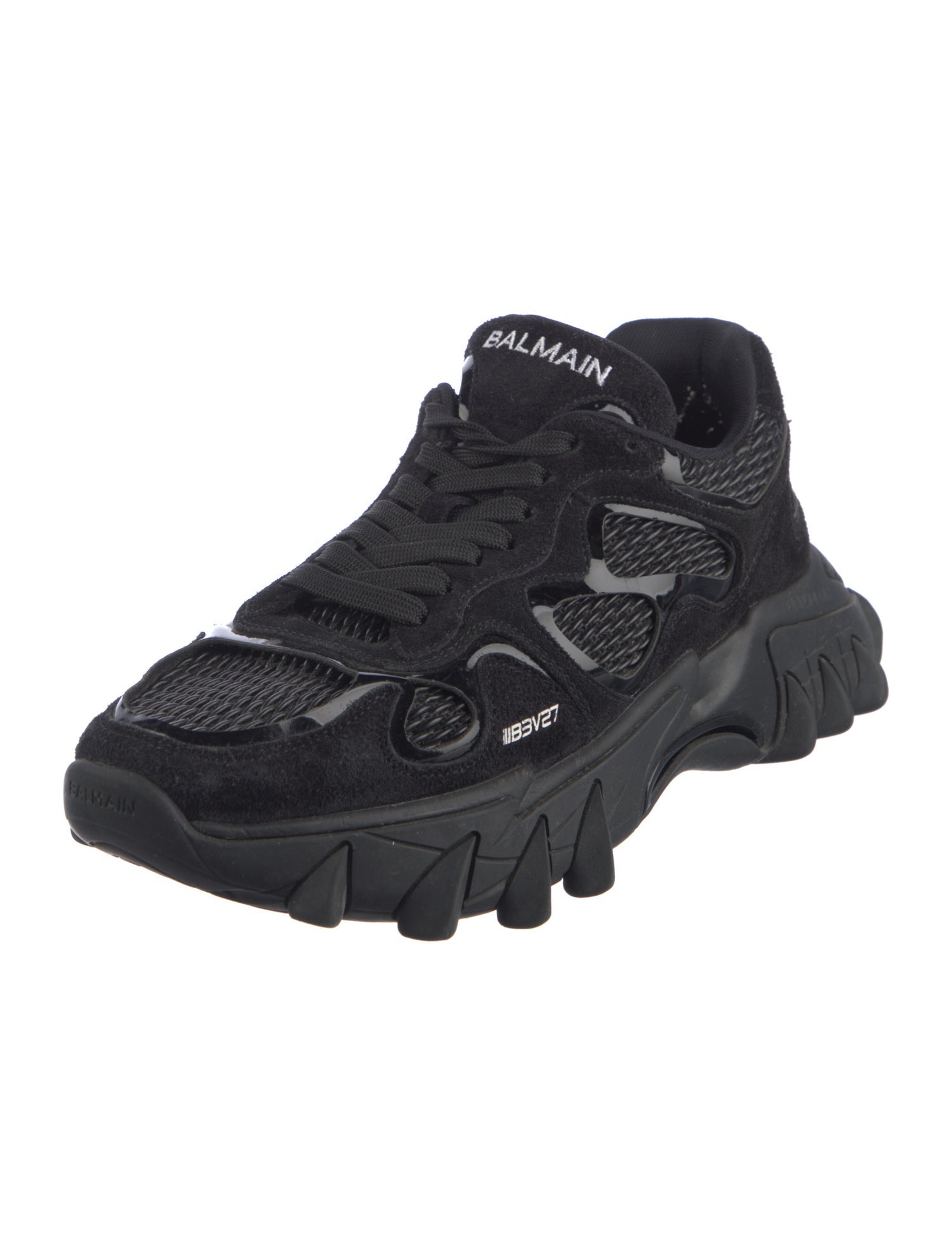 Balmain Suede Printed Athletic Sneakers