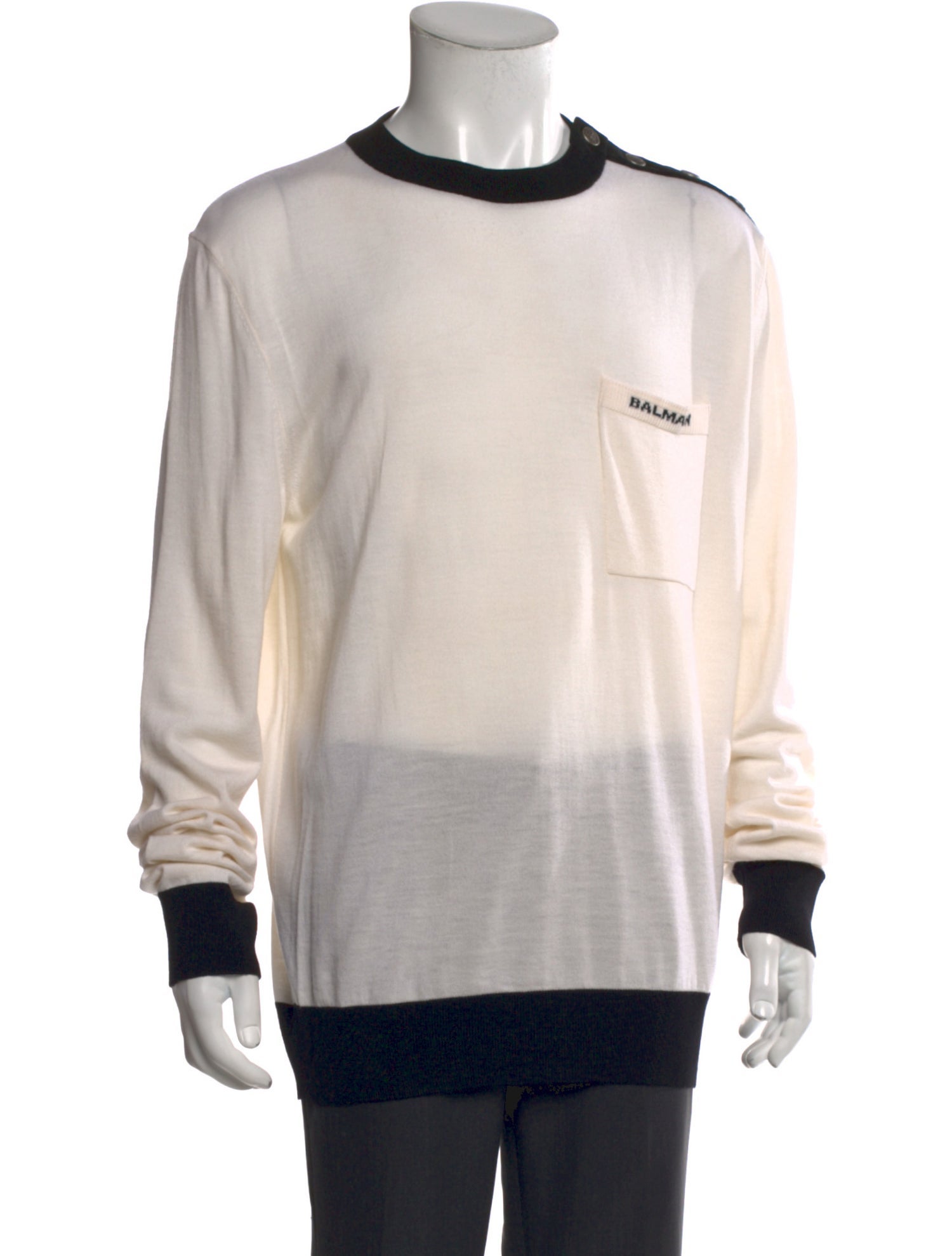 Balmain Virgin Wool Colorblock Pattern Pullover