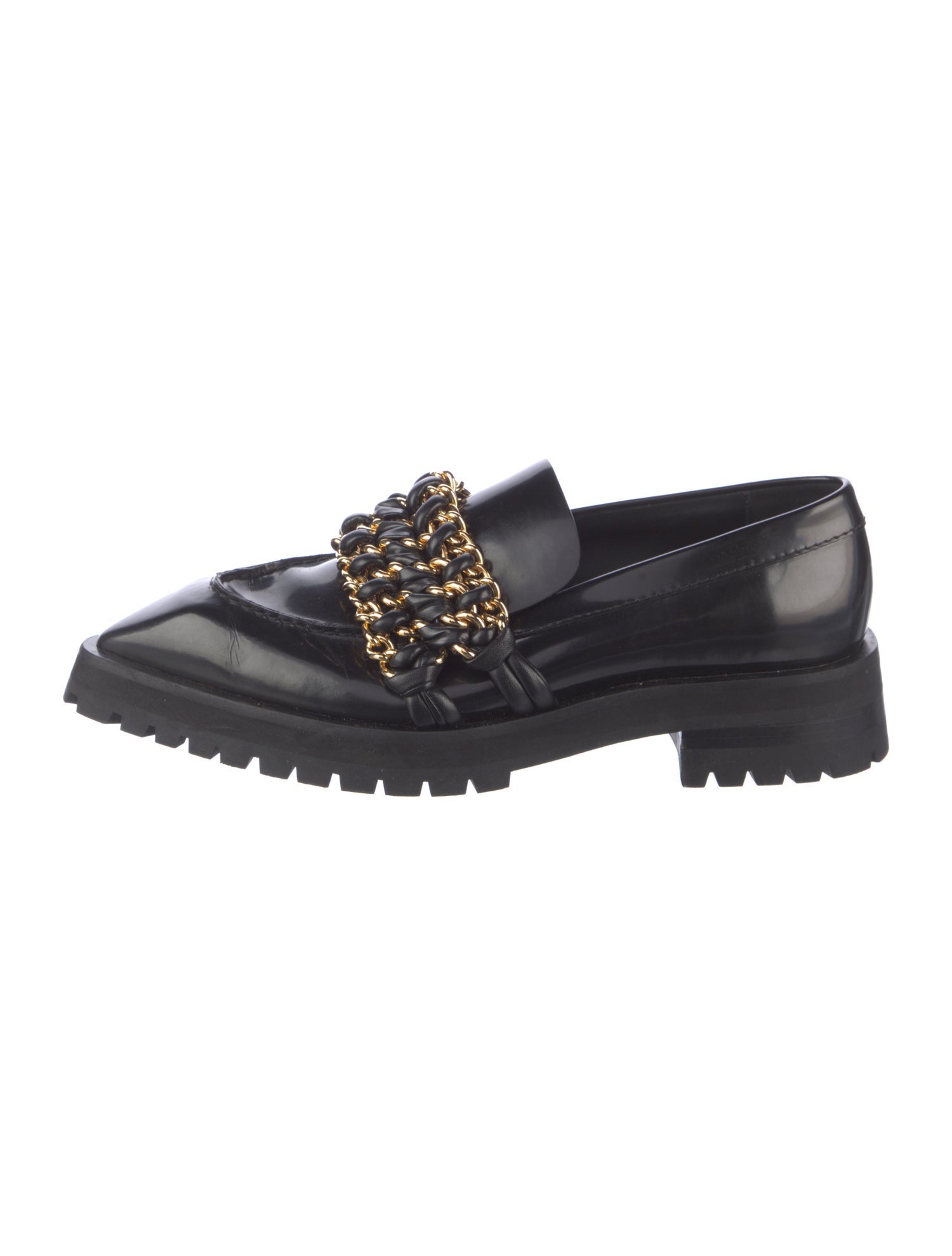 Balmain Leather Chain-Link Accents Dress Loafers