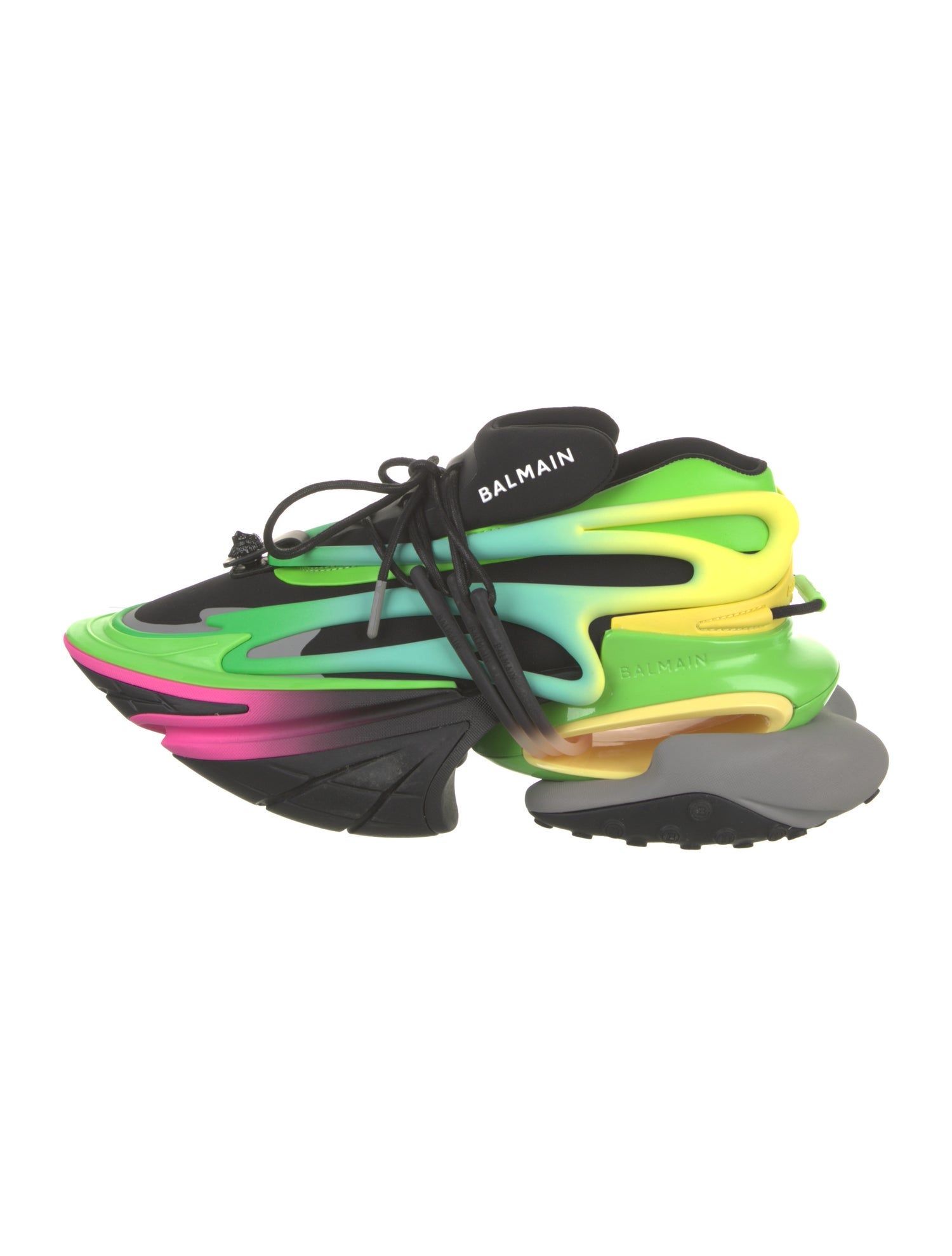 Balmain Leather Printed Athletic Sneakers