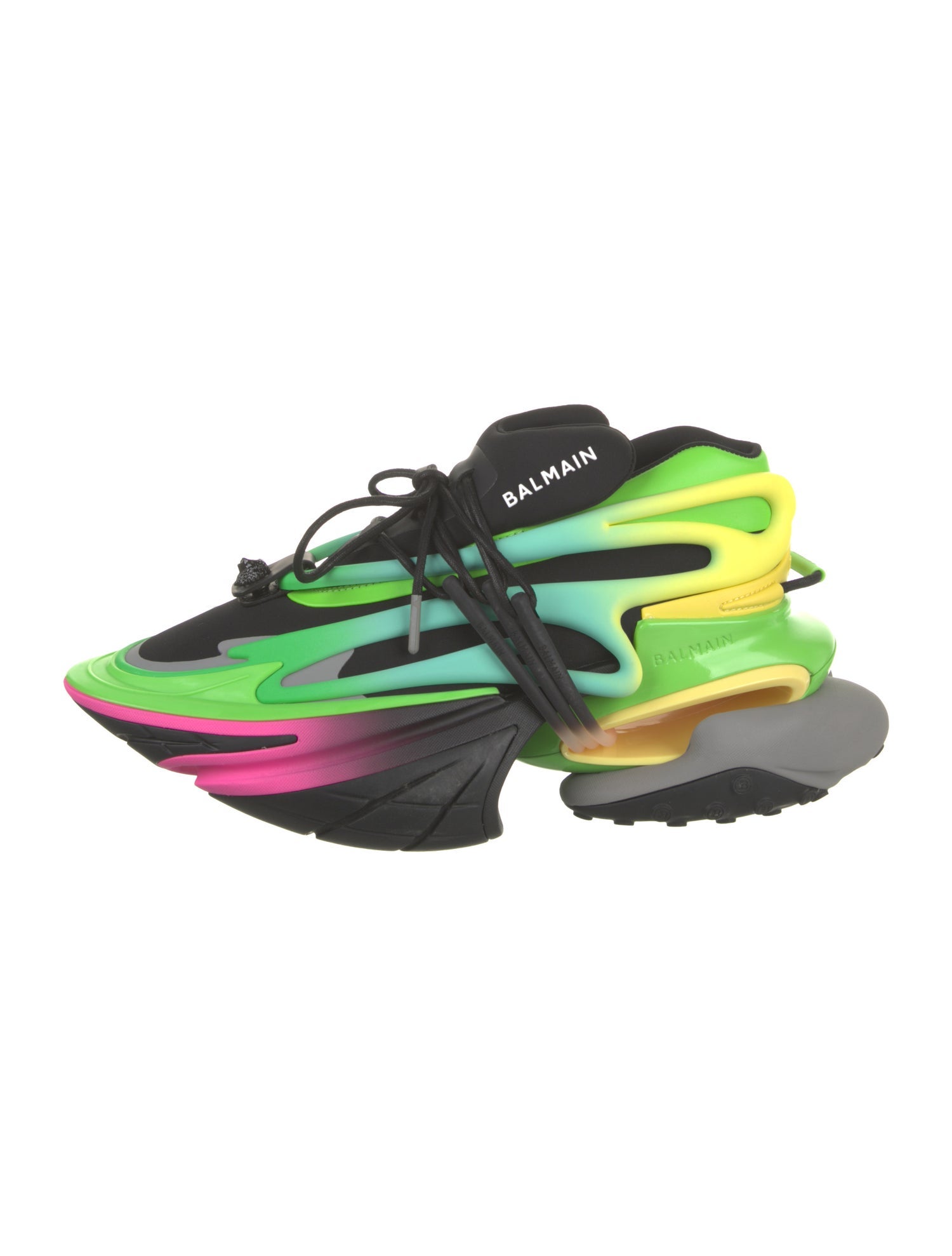 Balmain Leather Printed Athletic Sneakers